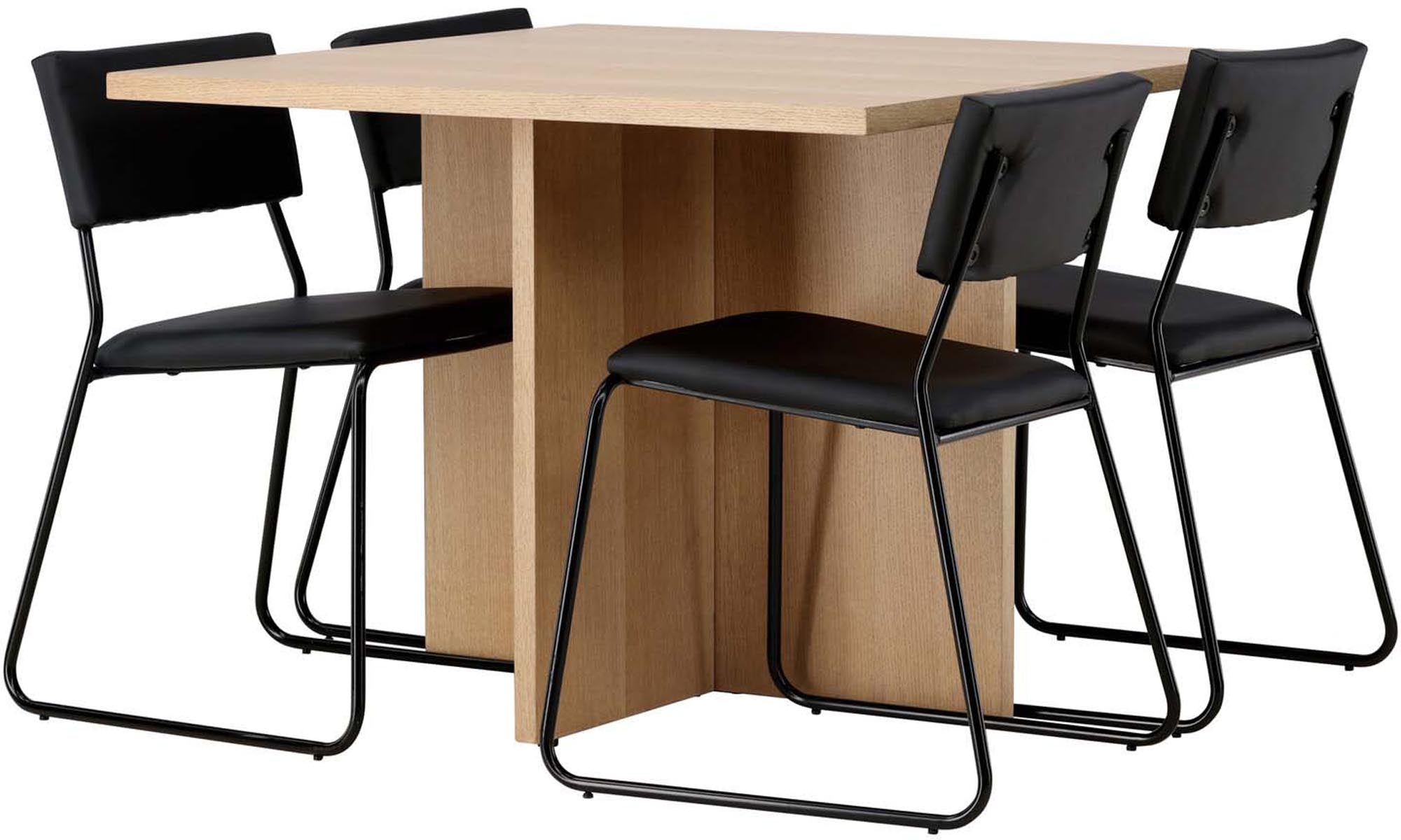 Modernes Leo Esszimmerset mit 4 stilvollen Kenth Stühlen. Ideal für kleine Küchen, vereint Eleganz und Funktionalität.