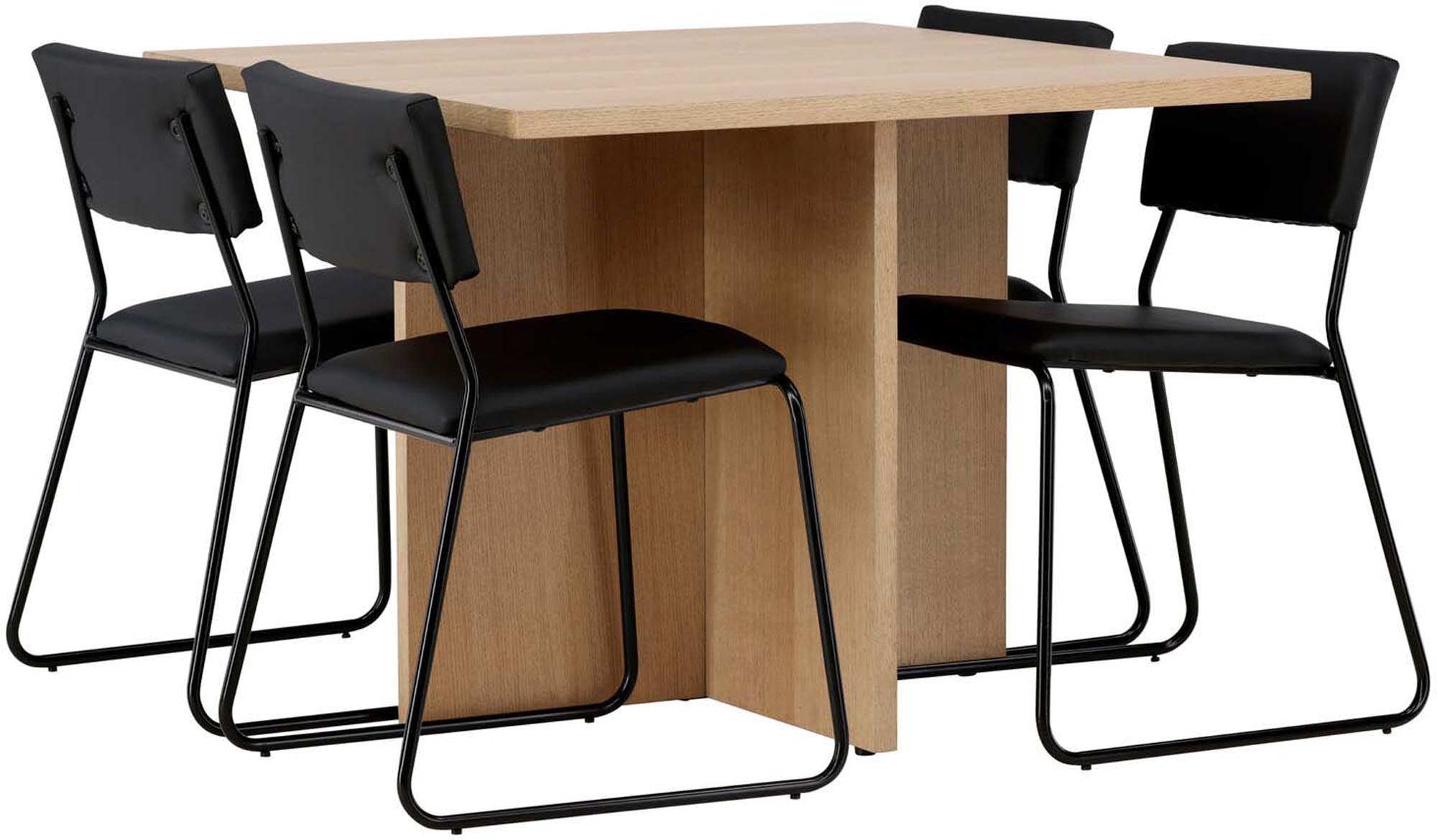 Entdecken Sie das Leo Esszimmerset mit 4 Kenth Stühlen – eine stilvolle Kombination aus Eleganz und Funktionalität, perfekt für kleine Essbereiche.