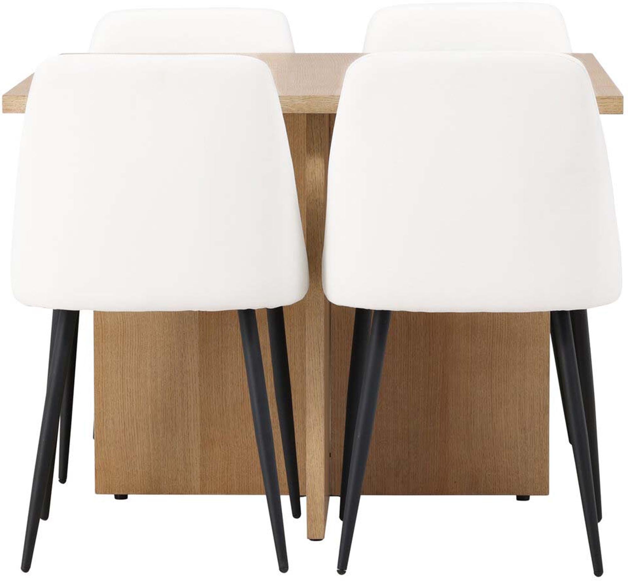 Entdecken Sie das Leo Esszimmerset + Night 100cm/4St. von Venture Home – ein modernes, kompaktes Set, das Eleganz und Funktionalität vereint.