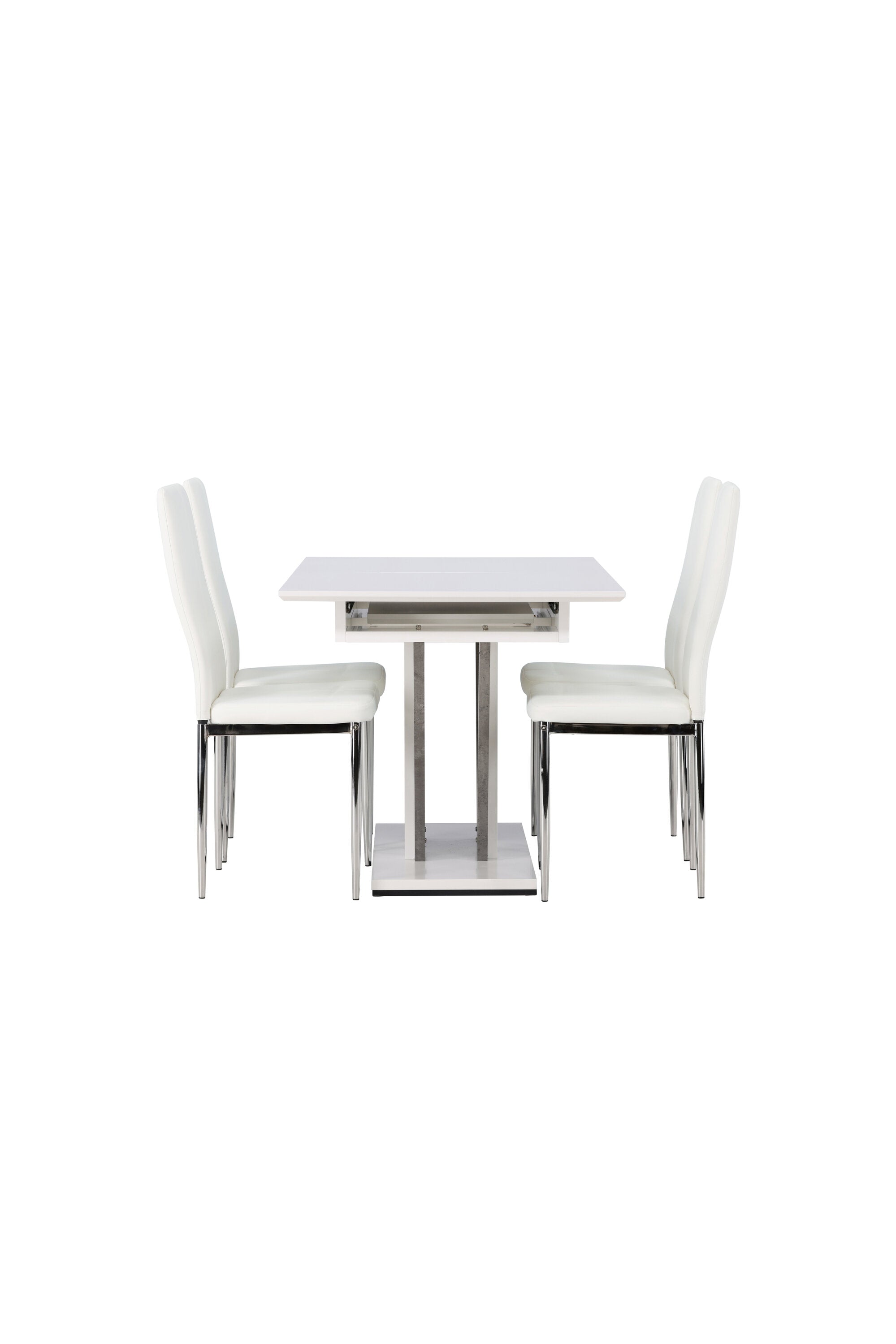 Disa Esszimmerset ausziehbar + Pastill 120cm/4St. in Silber Weiss präsentiert im Onlineshop von KAQTU Design AG. Esszimmerset ist von Venture Home