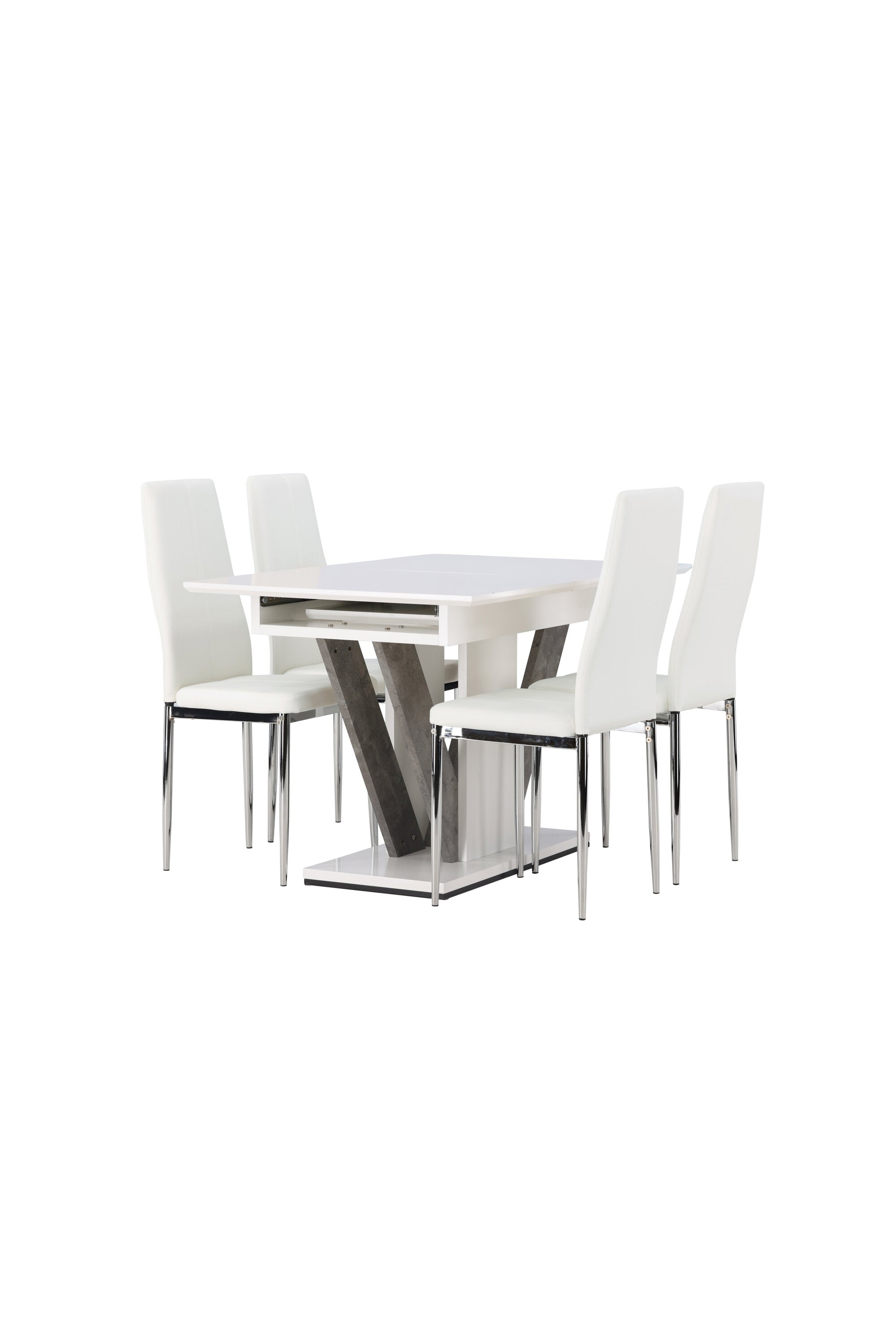 Disa Esszimmerset ausziehbar + Pastill 120cm/4St. in Silber Weiss präsentiert im Onlineshop von KAQTU Design AG. Esszimmerset ist von Venture Home