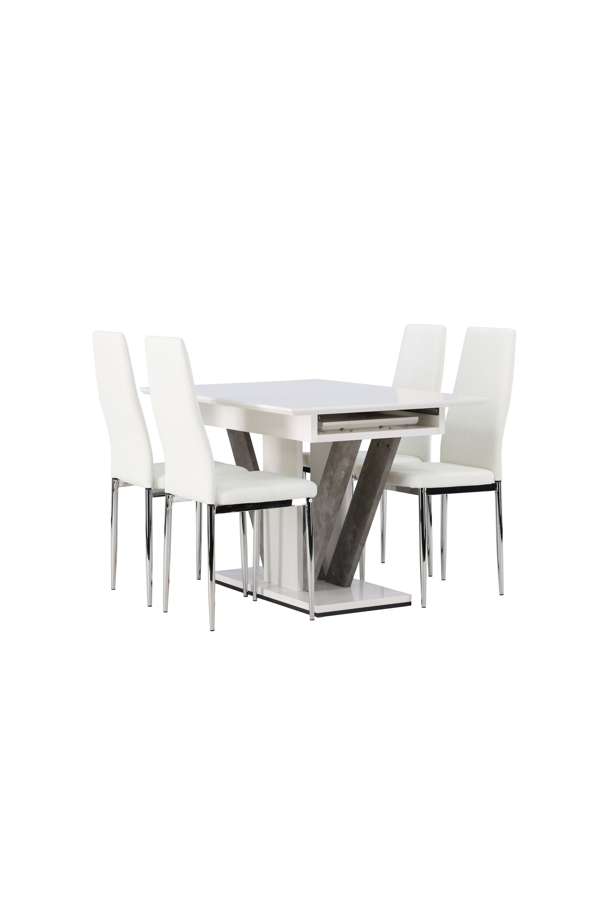 Disa Esszimmerset ausziehbar + Pastill 120cm/4St. in Silber Weiss präsentiert im Onlineshop von KAQTU Design AG. Esszimmerset ist von Venture Home