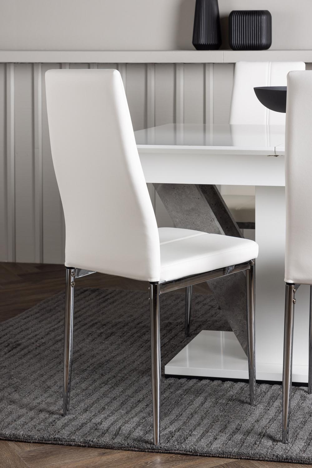 Disa Esszimmerset ausziehbar + Pastill 120cm/4St. in Silber Weiss präsentiert im Onlineshop von KAQTU Design AG. Esszimmerset ist von Venture Home