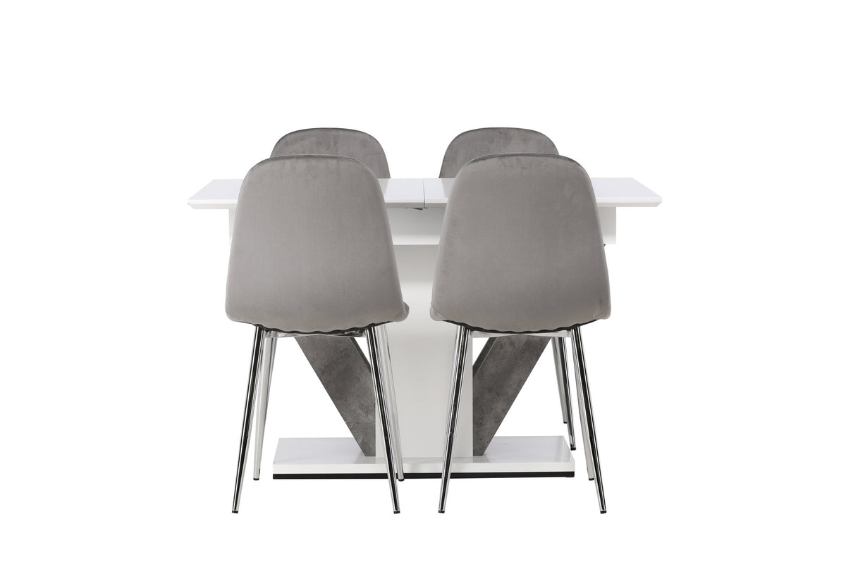 Disa Esszimmerset ausziehbar + Eva 120cm/4St. in Hellgrau, Silber präsentiert im Onlineshop von KAQTU Design AG. Esszimmerset ist von Venture Home