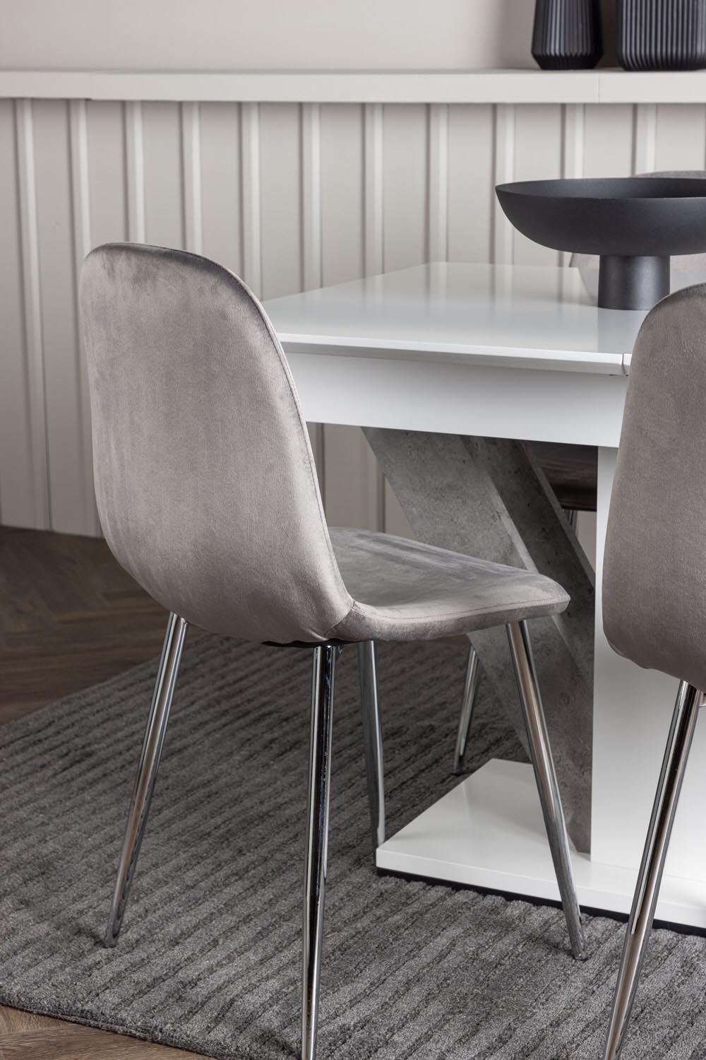 Disa Esszimmerset ausziehbar + Eva 120cm/4St. in Hellgrau, Silber präsentiert im Onlineshop von KAQTU Design AG. Esszimmerset ist von Venture Home