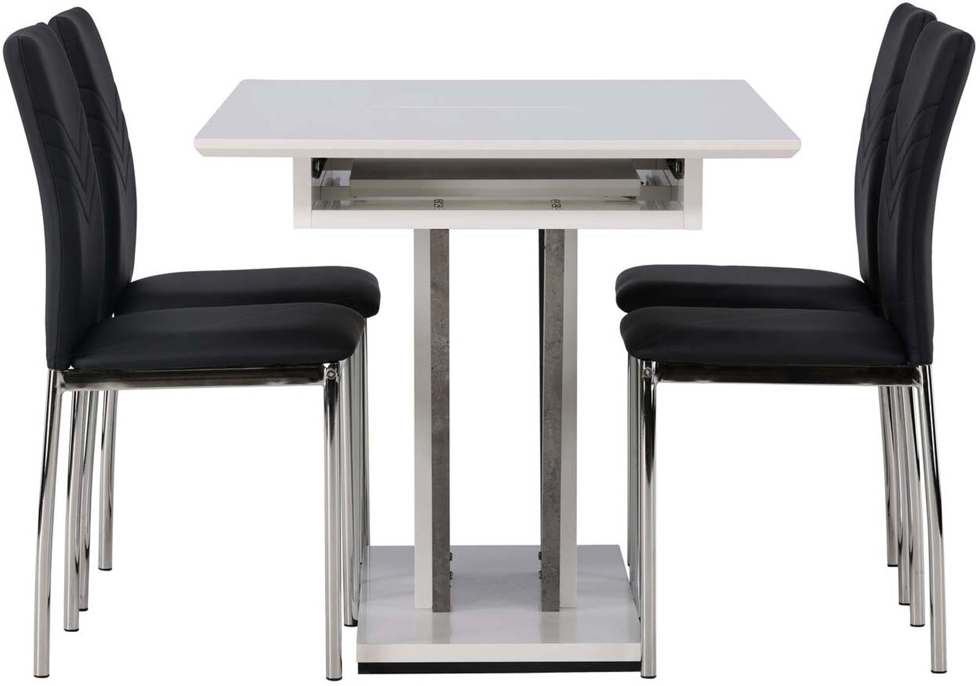Modernes Disa Esszimmerset mit elegantem, ausziehbarem Tisch und 4 bequemen Lily Stühlen. Ideal für gesellige Anlässe und stilvolle Einrichtung.