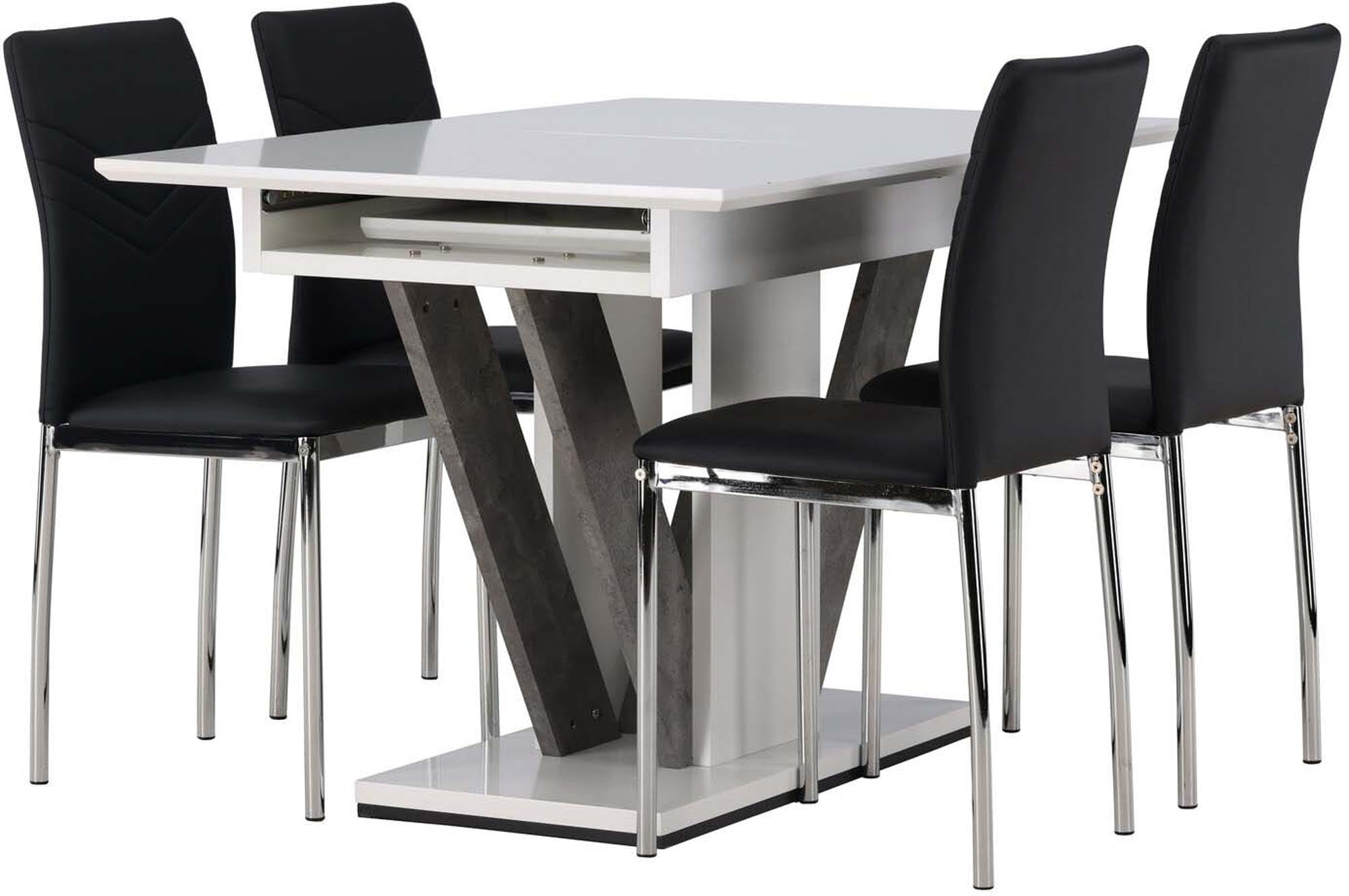 Elegantes Disa Esszimmerset: Ausziehbarer Tisch & 4 Lily Stühle.