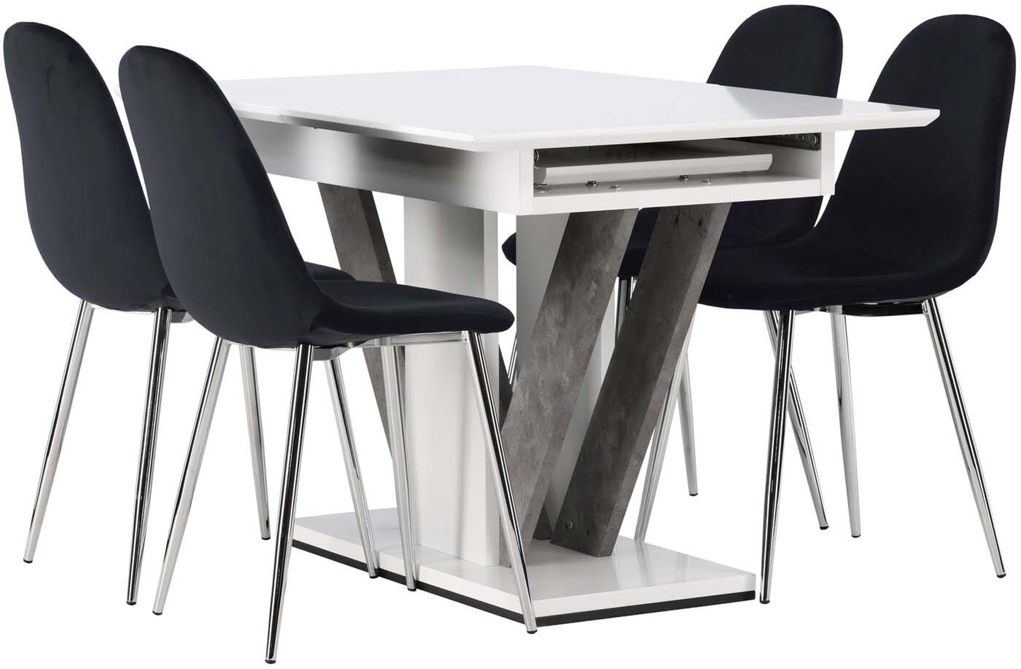 Elegantes Disa Esszimmerset: Ausziehbar, 120cm, 4 Stühle, modern.