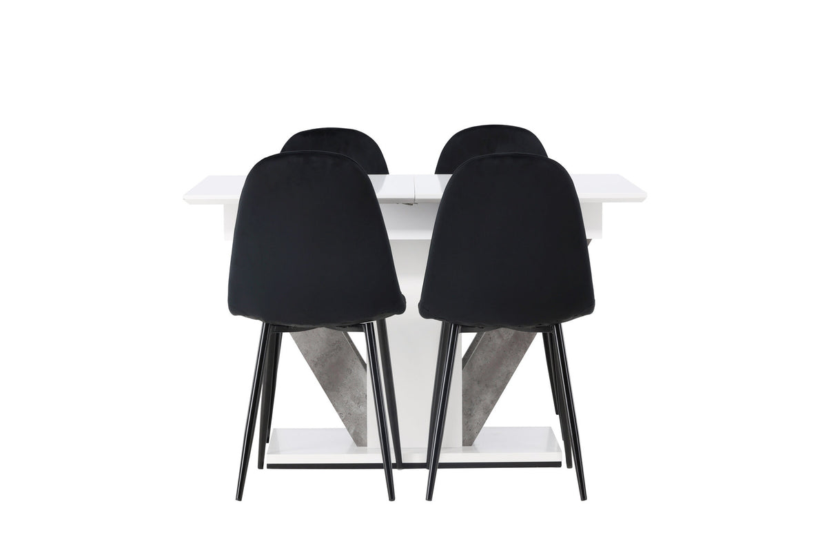 Disa Esszimmerset ausziehbar + Polar 120cm/4St. in Schwarz präsentiert im Onlineshop von KAQTU Design AG. Esszimmerset ist von Venture Home