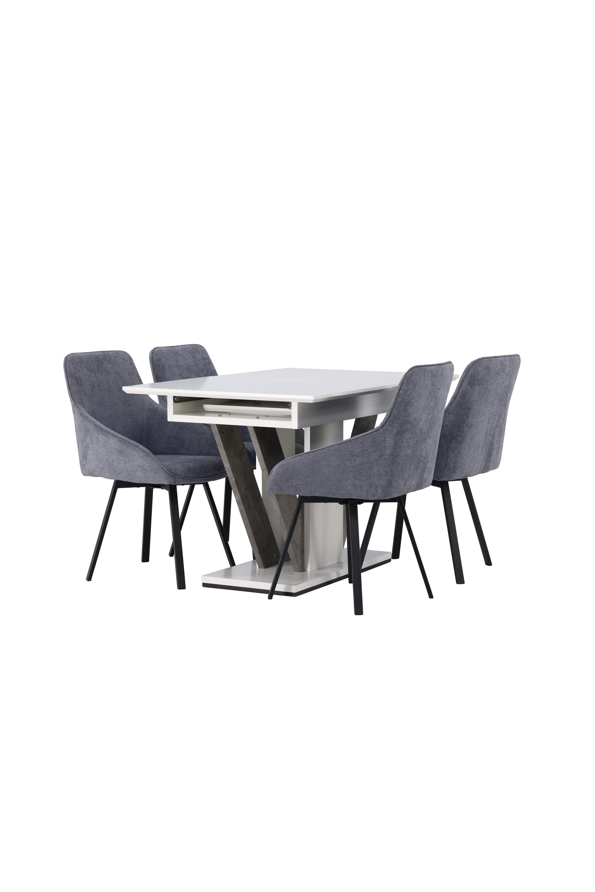 Esszimmer Set Disa mit Stühlen Rosie in Weiss/Schwarz/Grau präsentiert im Onlineshop von KAQTU Design AG. Esszimmerset ist von Venture Home