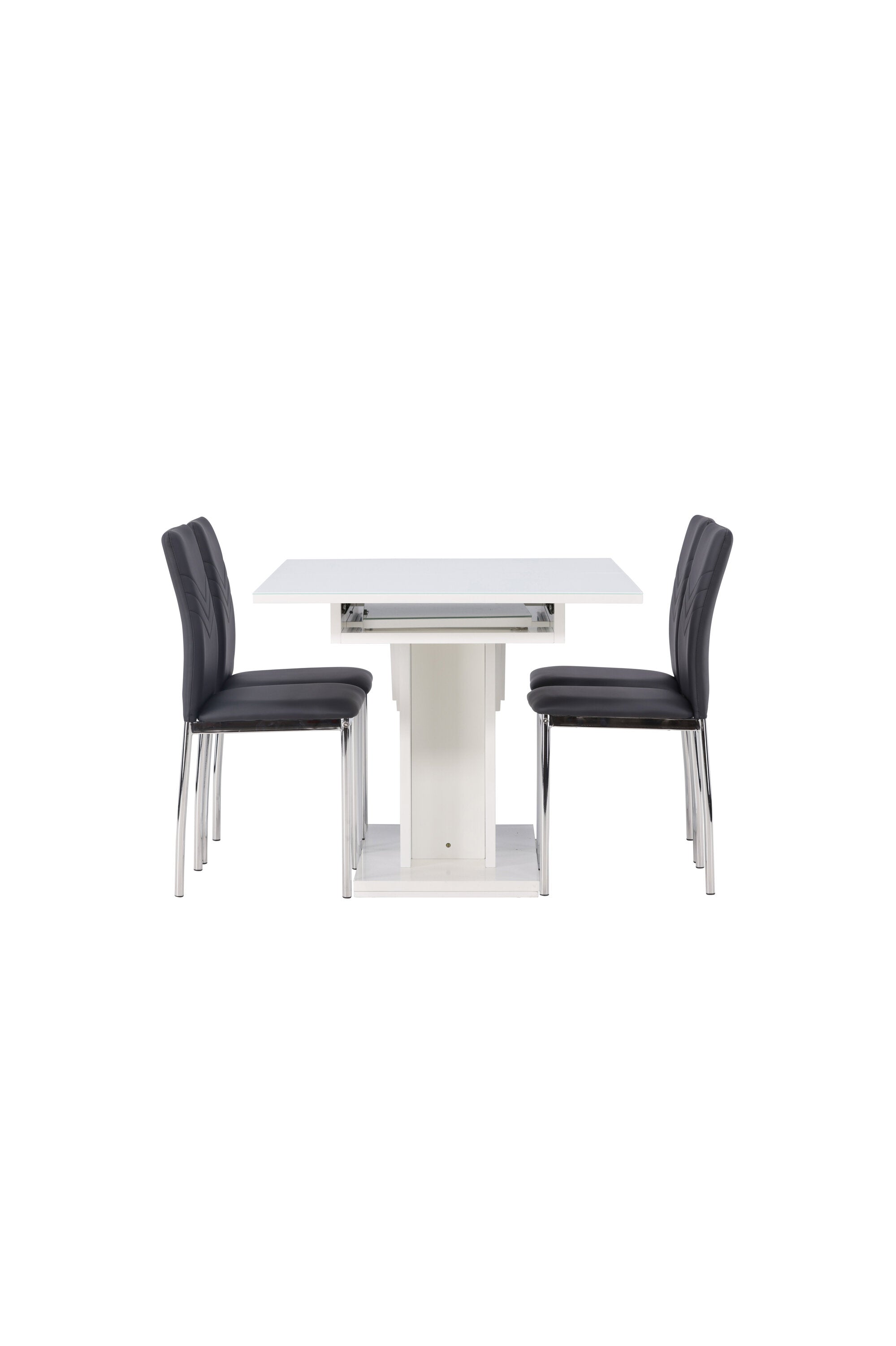Pluto Esszimmerset ausziehbar + Lily 120cm/4St. in Schwarzes Silber präsentiert im Onlineshop von KAQTU Design AG. Esszimmerset ist von Venture Home