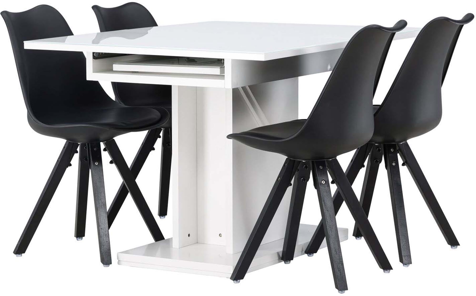 Pluto Esszimmerset: Stilvoller Tisch mit 4 Zeno Stühlen, erweiterbar.