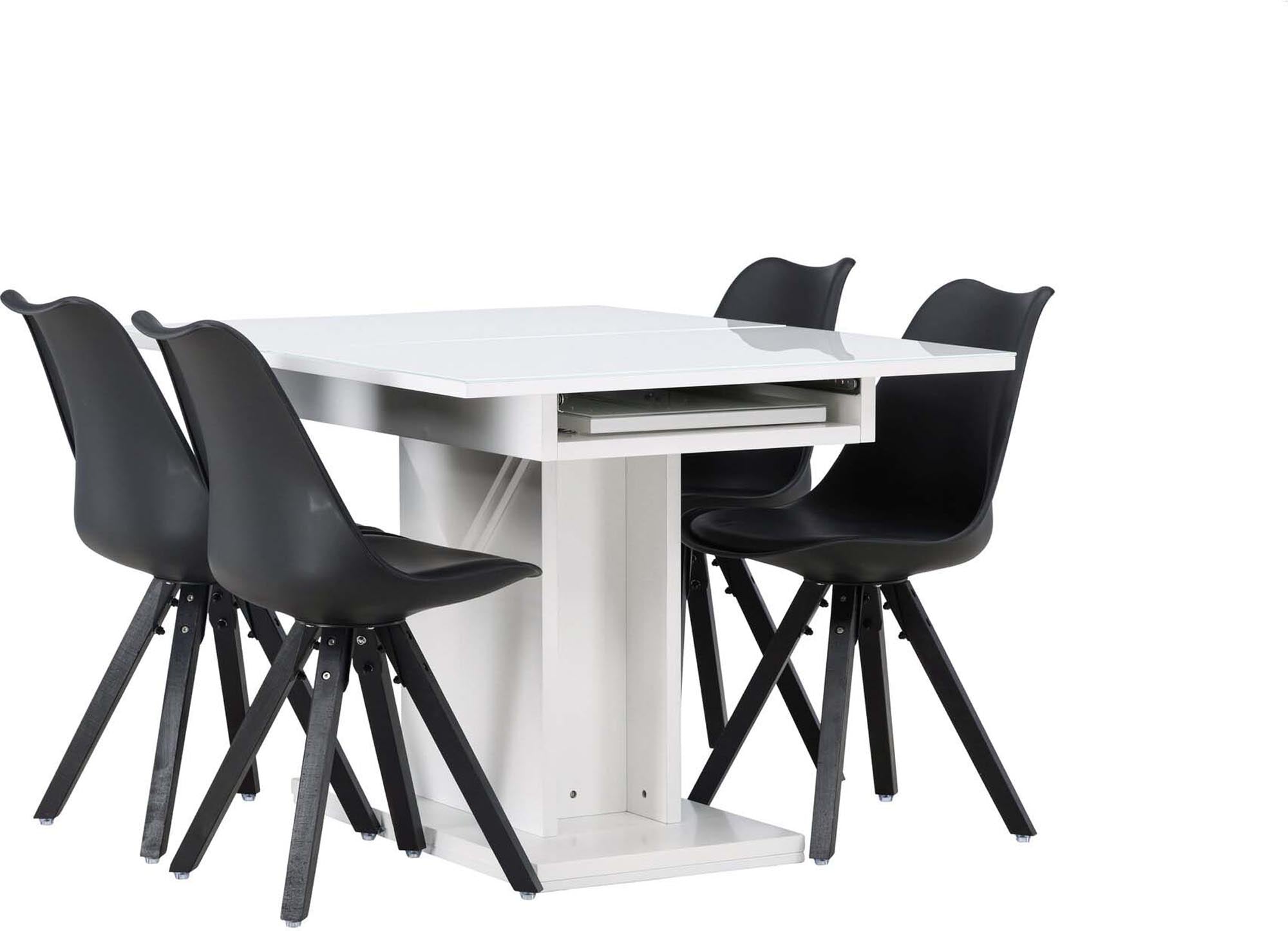 Pluto Esszimmerset: Flexibler Tisch mit 4 Zeno Stühlen von Venture Home.