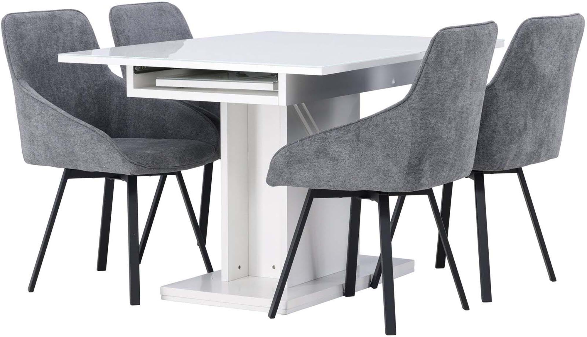 Pluto Esszimmerset: Ausziehbarer Tisch mit stilvollen Rosie-Stühlen. Perfekt für gesellige Abende und ein modernes Zuhause!