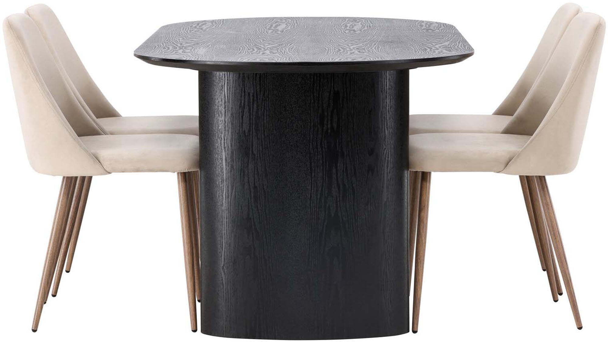 Stilvolles Isolde Esszimmerset von Venture Home: 180 cm ovaler Tisch und 4 bequeme Stühle für gesellige Abende und unvergessliche Momente.