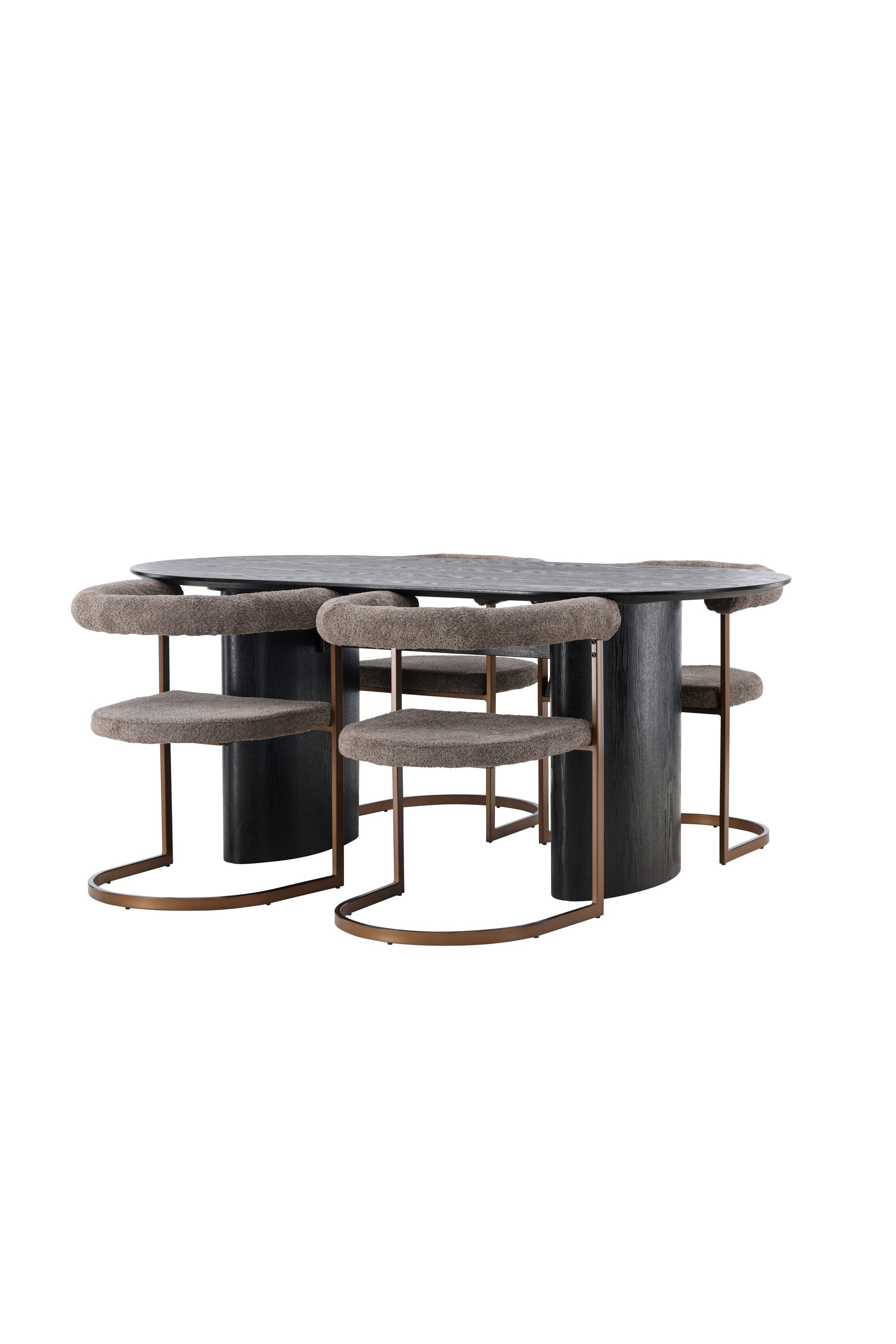 Isolde Esszimmerset + Morning 180cm/4St. in Braun-grau präsentiert im Onlineshop von KAQTU Design AG. Esszimmerset ist von Venture Home