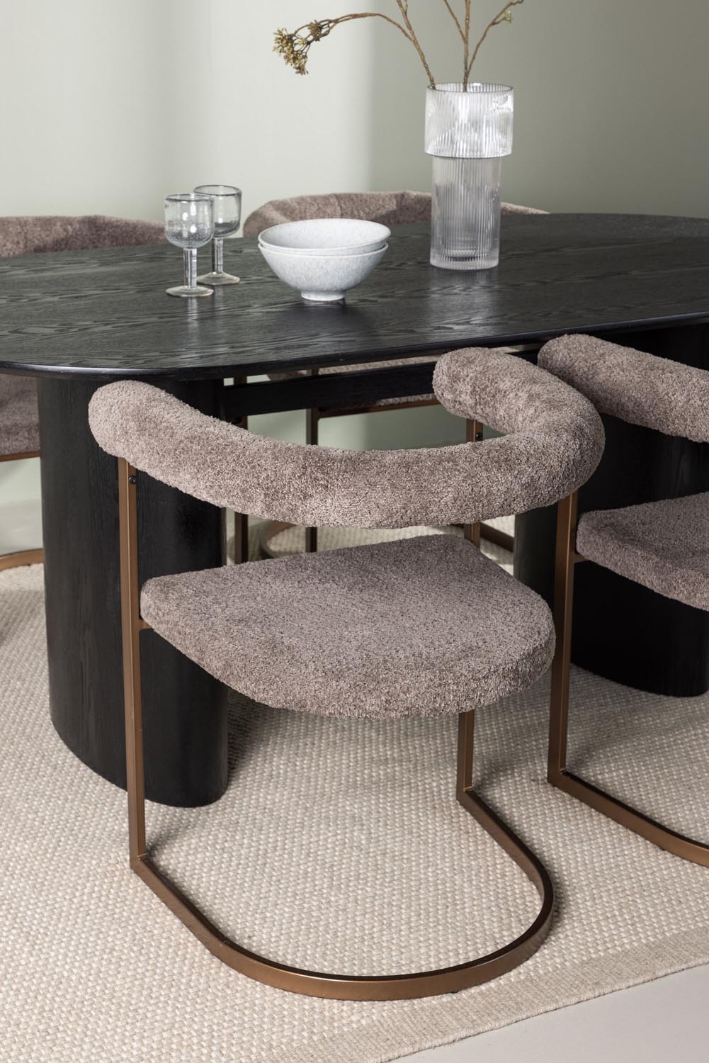 Isolde Esszimmerset + Morning 180cm/4St. in Braun-grau präsentiert im Onlineshop von KAQTU Design AG. Esszimmerset ist von Venture Home