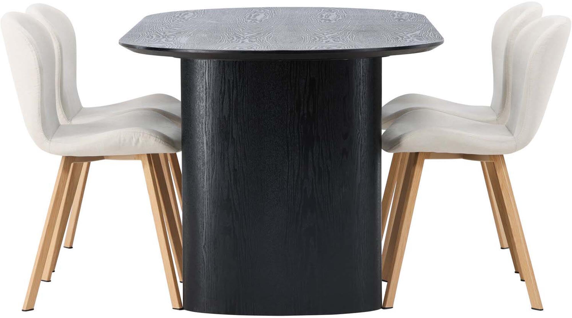 Stilvolles Isolde Esszimmerset mit Lilja Tisch und 4 Stühlen.