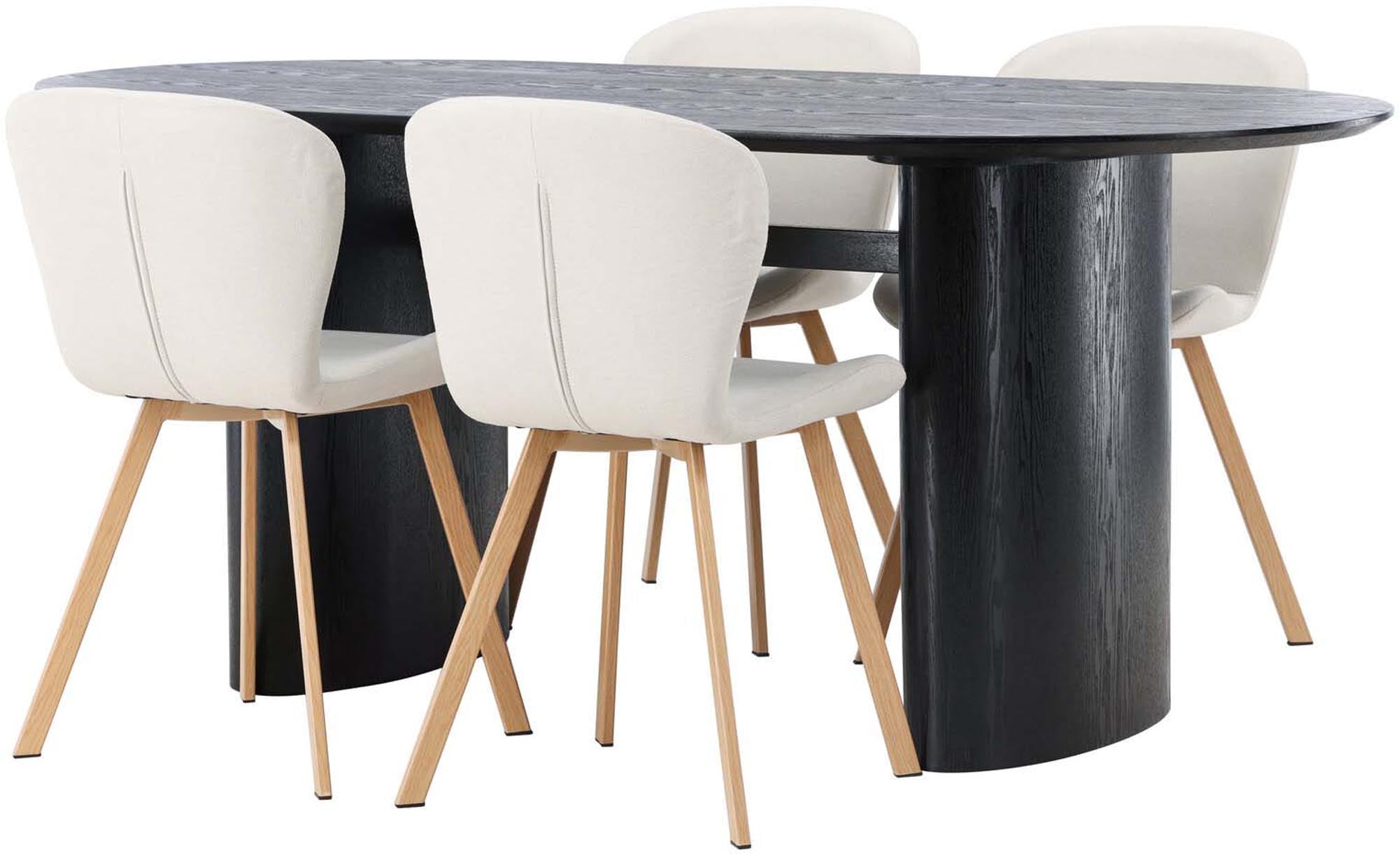 Stilvolles Isolde Esszimmerset mit Lilja Tisch und 4 Stühlen.