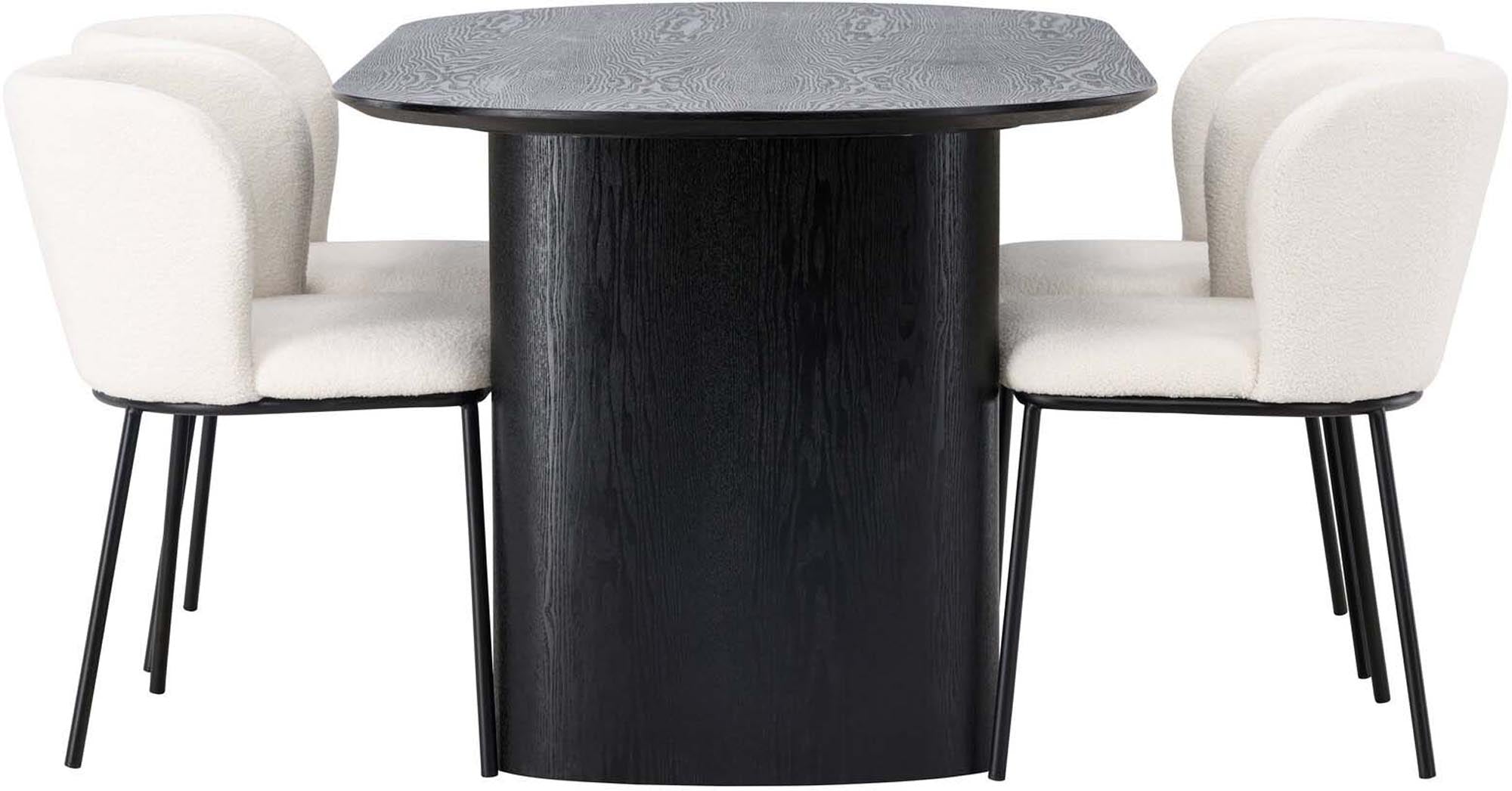 Isolde Esszimmerset + Edina: Modernes 180 cm Set mit 4 eleganten Stühlen. Ideal für festliche Anlässe und gemütliche Abende mit Familie und Freunden.