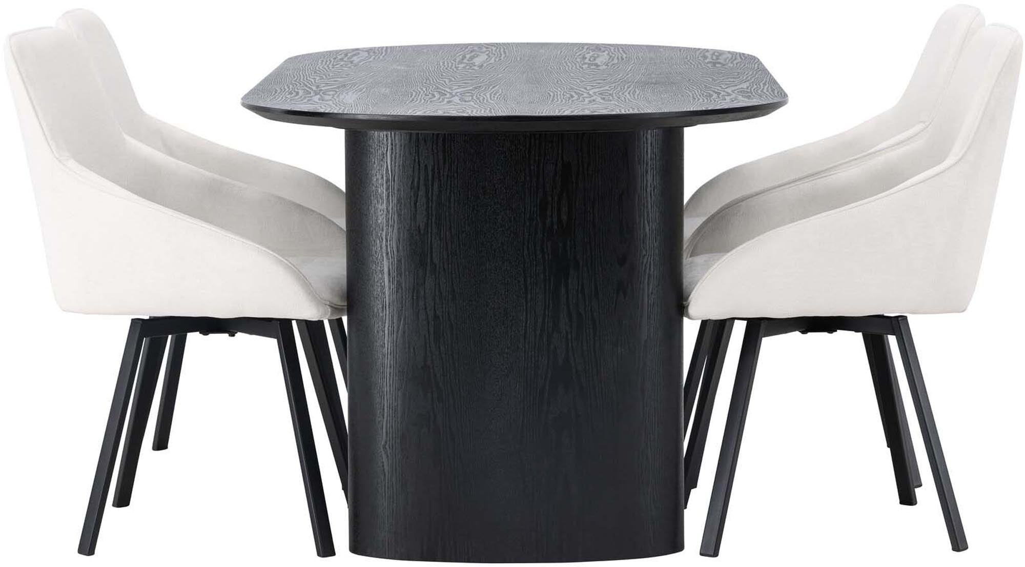 Stilvolles Isolde Esszimmerset + Rosie 180cm mit 4 bequemen Stühlen. Perfekt für gesellige Runden und modernes skandinavisches Design.