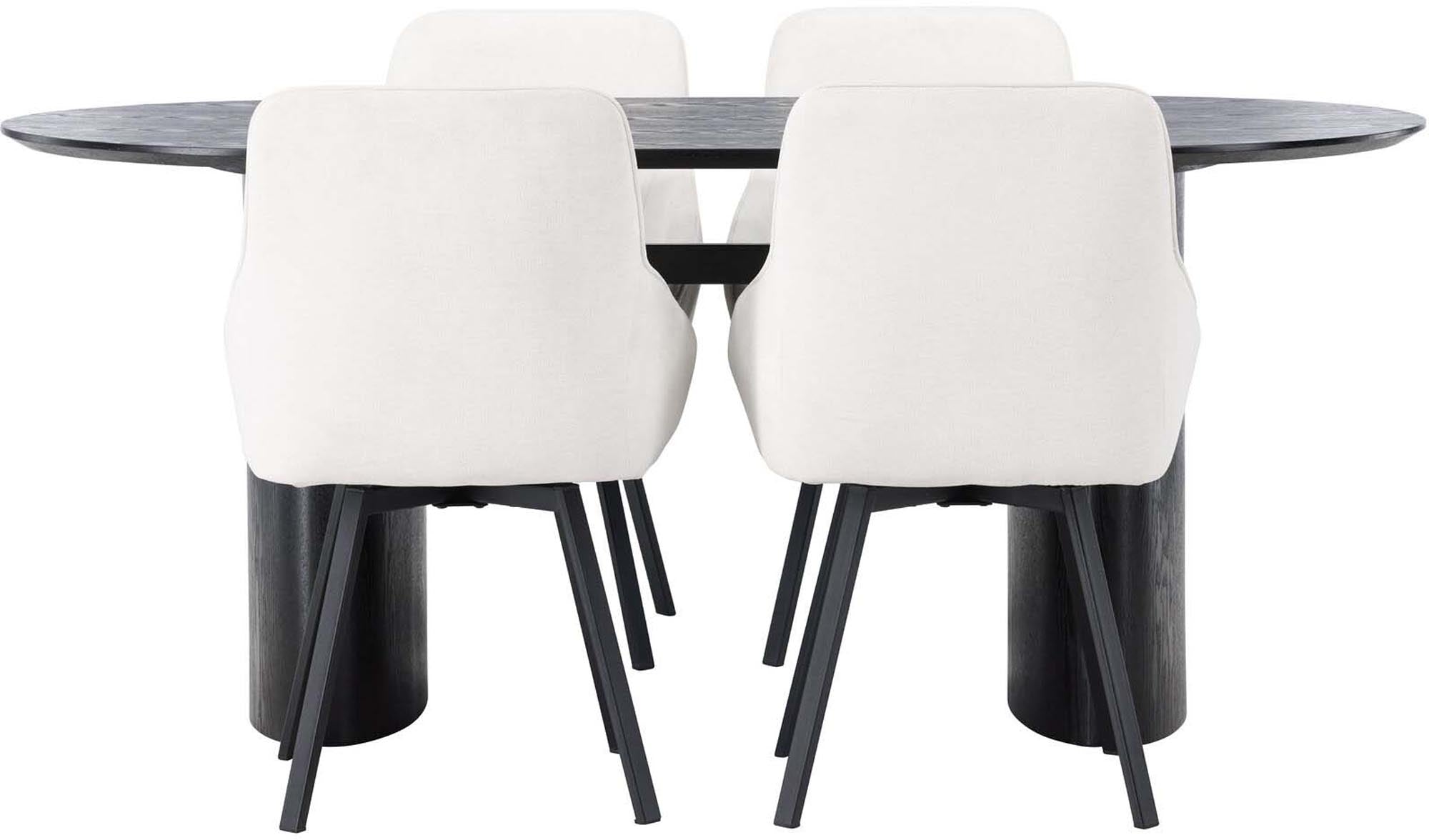 Entdecken Sie das Isolde Esszimmerset + Rosie: Moderner 180 cm Esstisch mit stilvollen, bequemen Stühlen für gesellige Momente in Ihrem Esszimmer.
