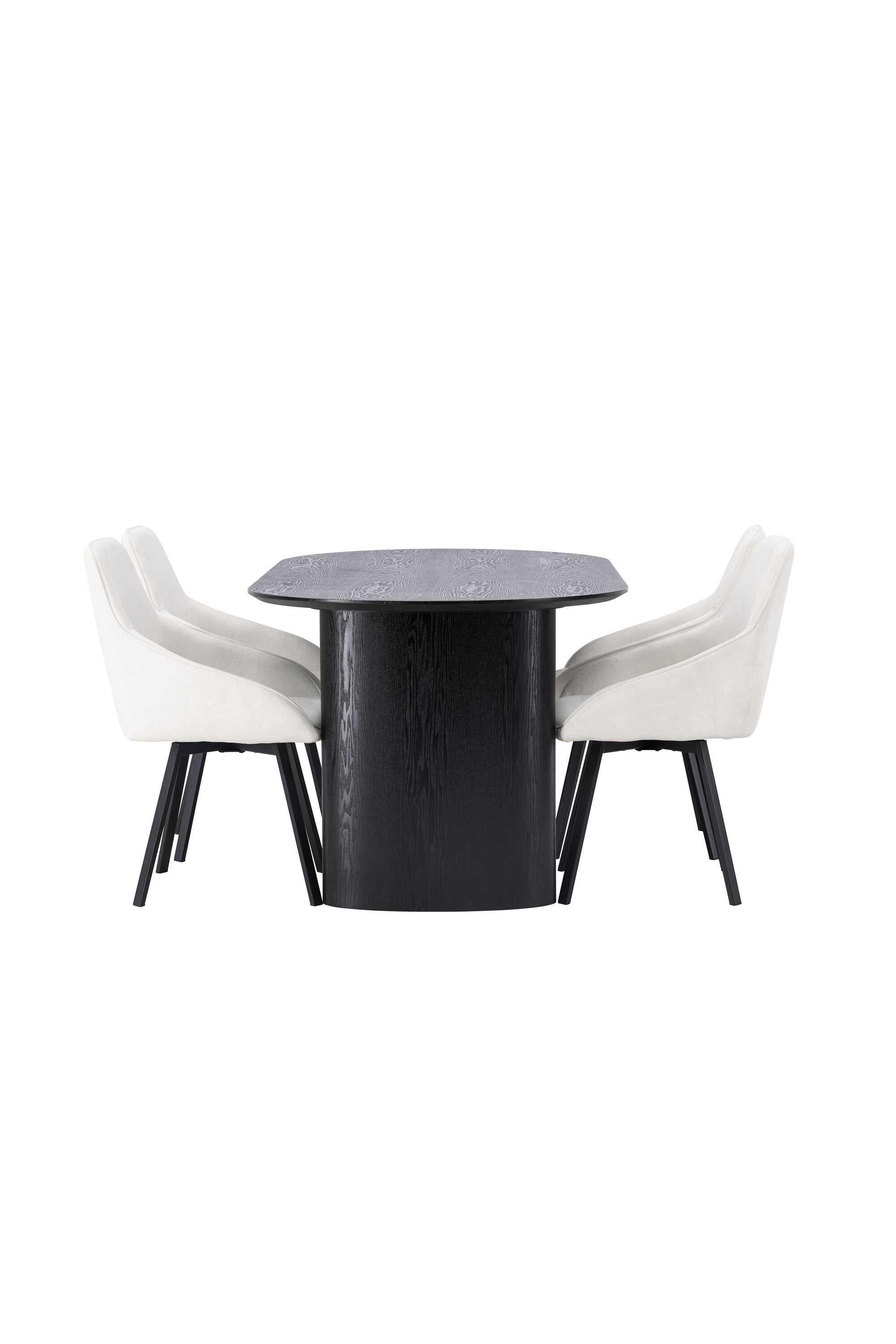 Isolde Esszimmerset + Rosie 180cm/4St. in Beige / Schwarz präsentiert im Onlineshop von KAQTU Design AG. Esszimmerset ist von Venture Home