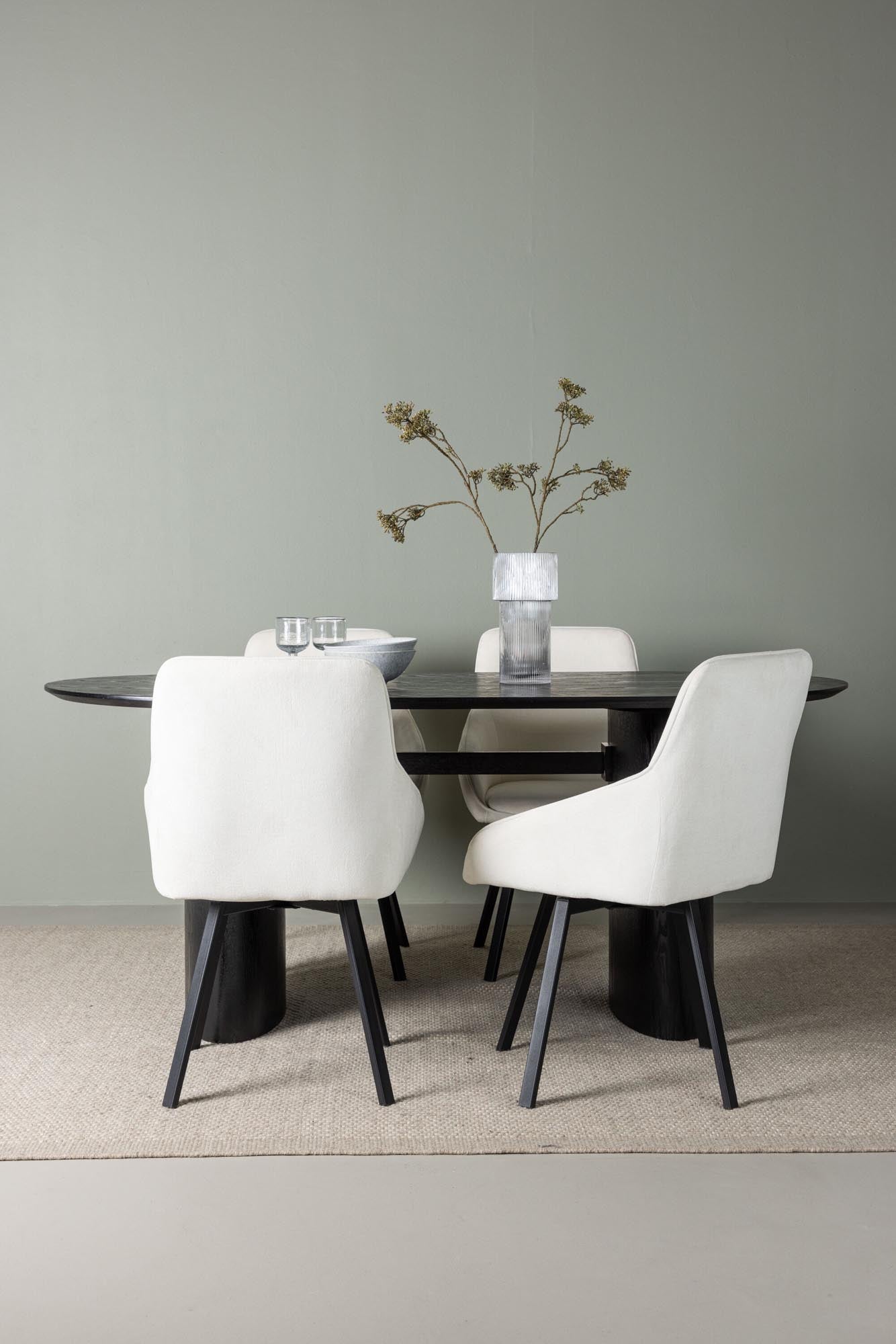 Elegantes Isolde Esszimmerset + Rosie 180cm mit 4 ergonomischen Stühlen. Ideal für stilvolle Esszimmer und gesellige Abende.