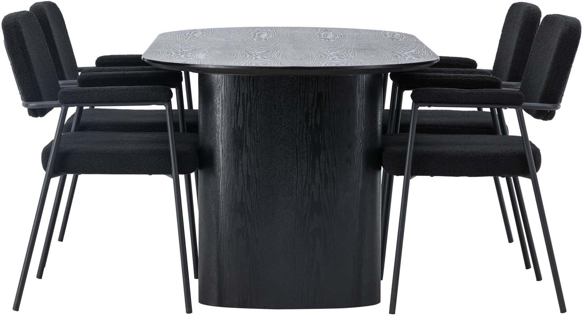 Stilvolles Isolde Esszimmerset mit 180 cm Tisch und ergonomischen Stühlen. Ideal für gesellige Abende und modernes Esszimmerdesign.