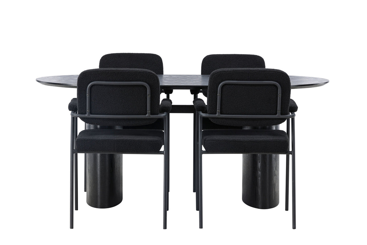 Isolde Esszimmerset + Yesterday 180cm/4St. in Schwarz präsentiert im Onlineshop von KAQTU Design AG. Esszimmerset ist von Venture Home