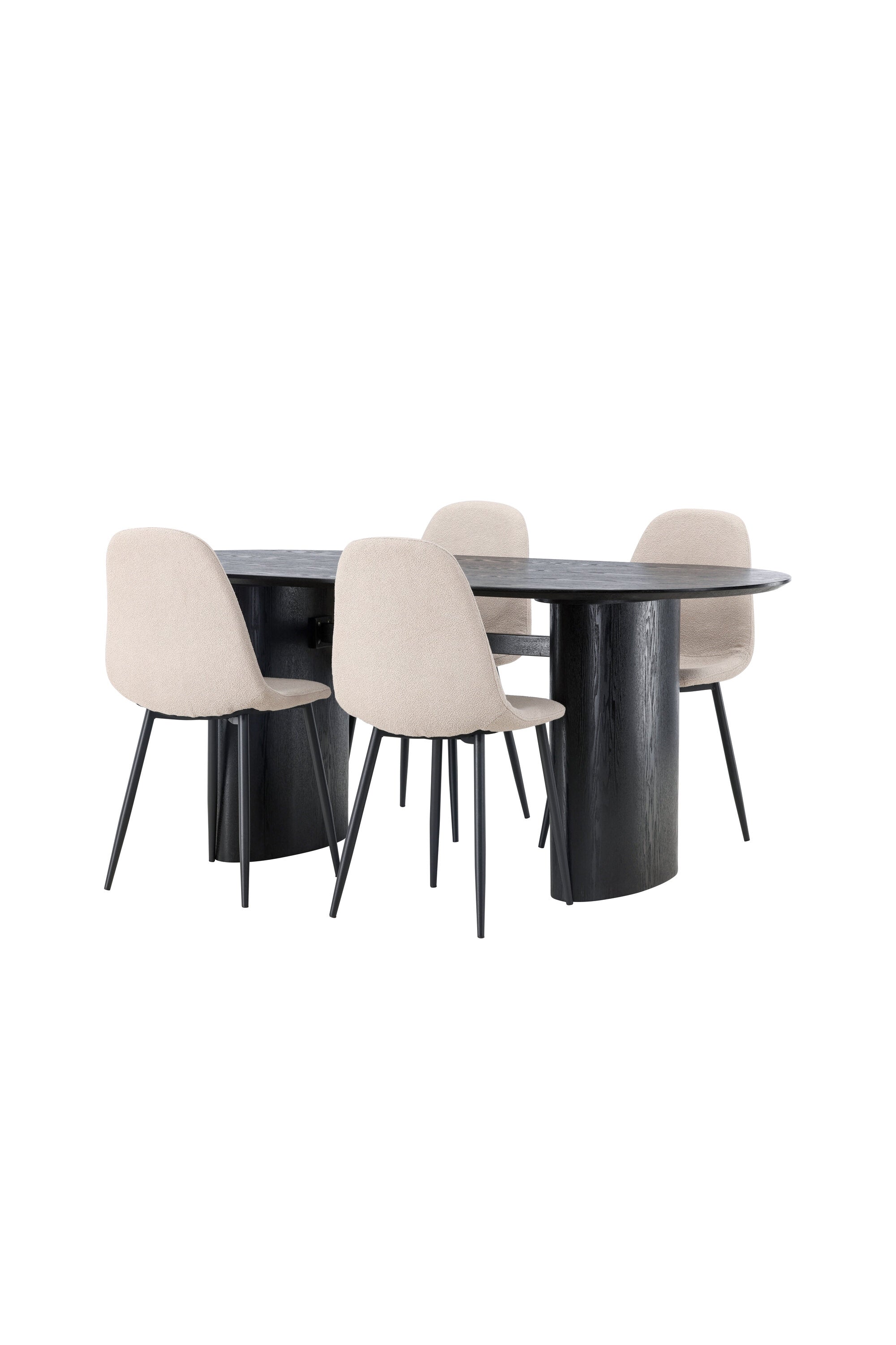 Isolde Esszimmerset + Polar 180cm/4St. in Beige, Schwarz präsentiert im Onlineshop von KAQTU Design AG. Esszimmerset ist von Venture Home
