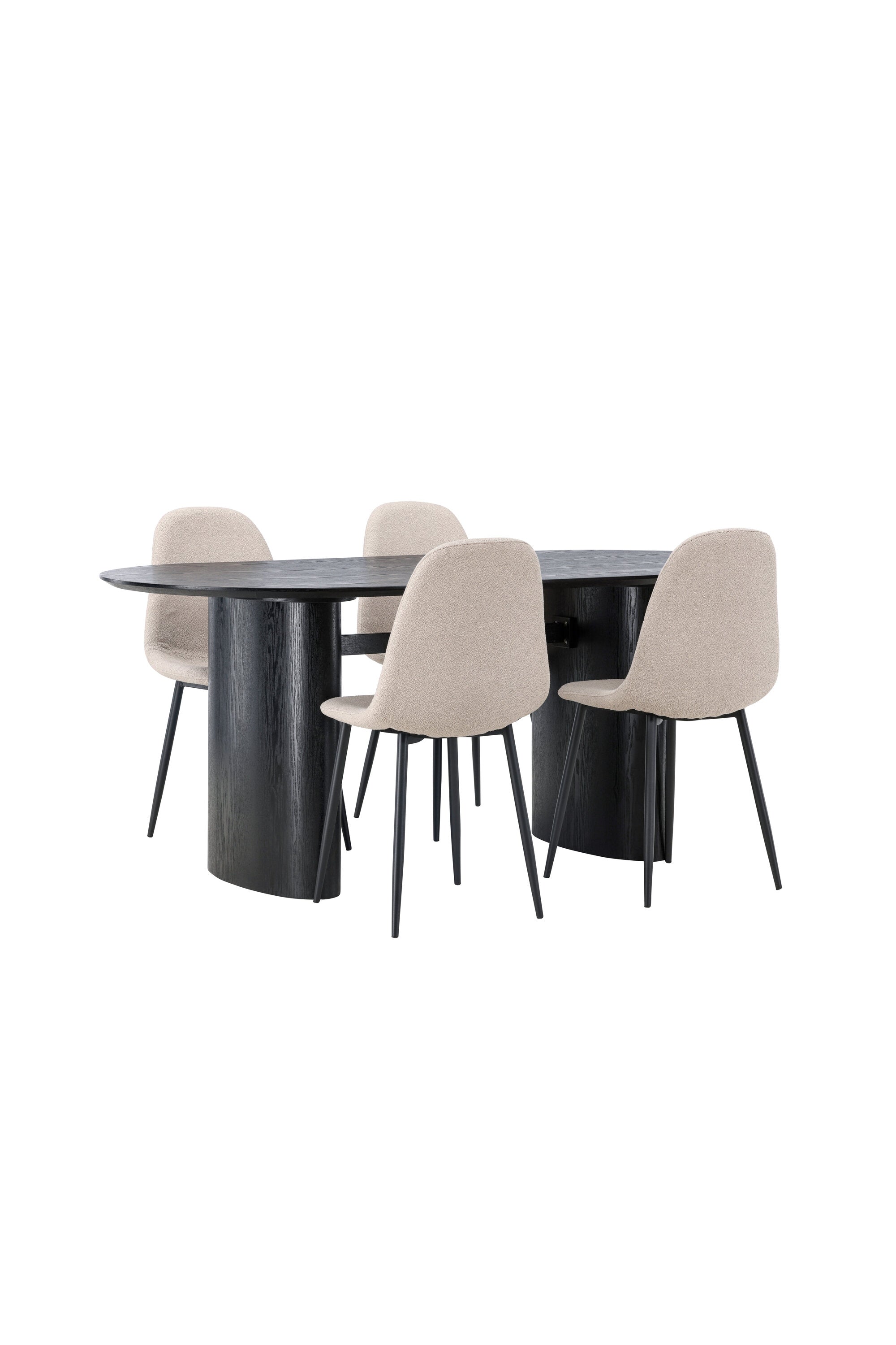 Isolde Esszimmerset + Polar 180cm/4St. in Beige, Schwarz präsentiert im Onlineshop von KAQTU Design AG. Esszimmerset ist von Venture Home