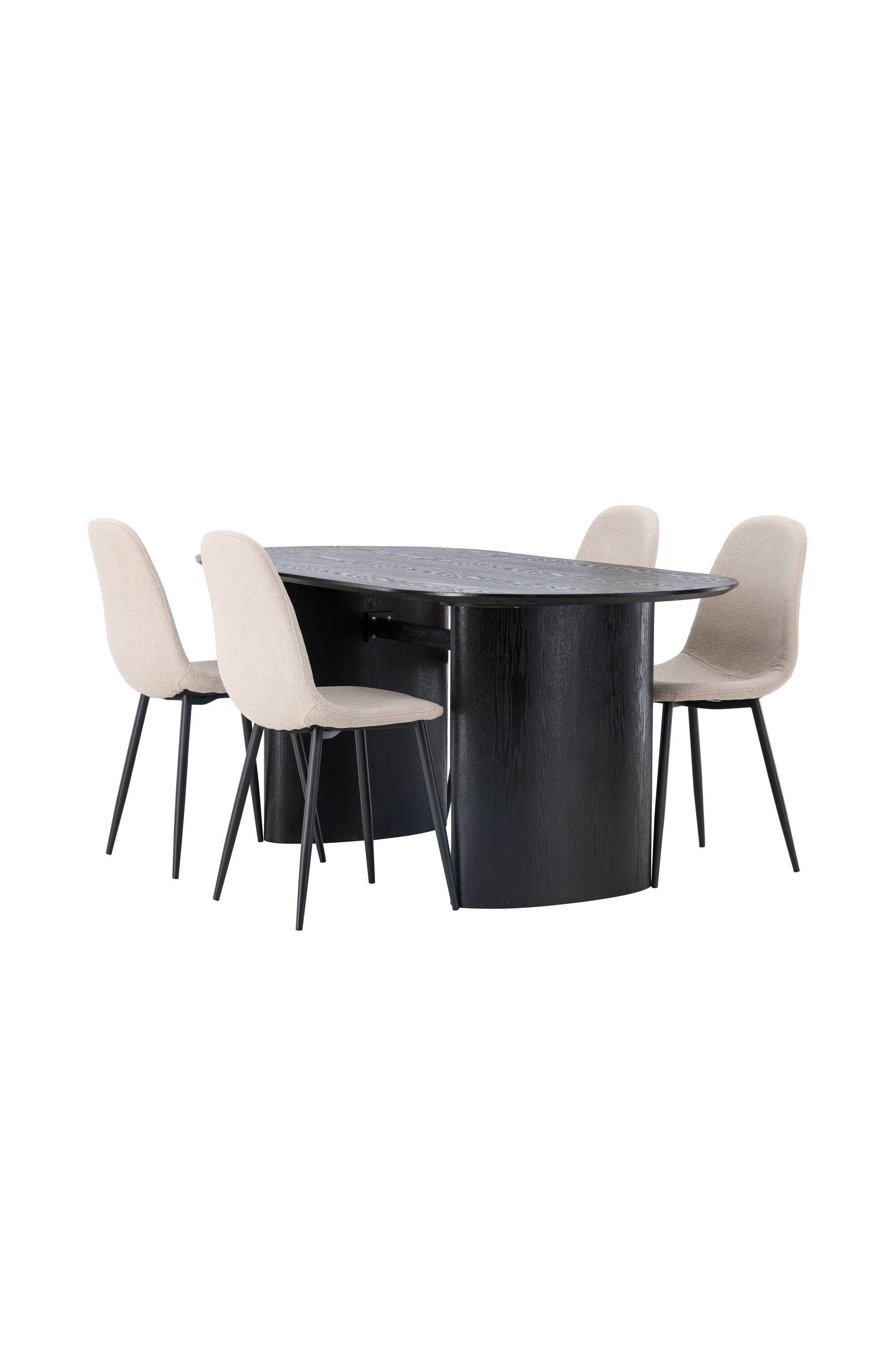 Isolde Esszimmerset + Polar 180cm/4St. in Beige, Schwarz präsentiert im Onlineshop von KAQTU Design AG. Esszimmerset ist von Venture Home