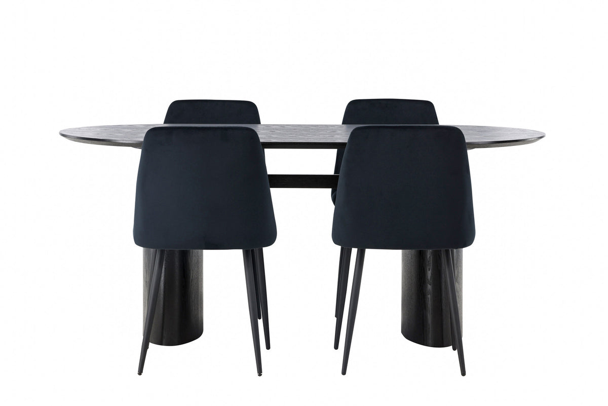 Isolde Esszimmerset + Night 180cm/4St. in Schwarz präsentiert im Onlineshop von KAQTU Design AG. Esszimmerset ist von Venture Home