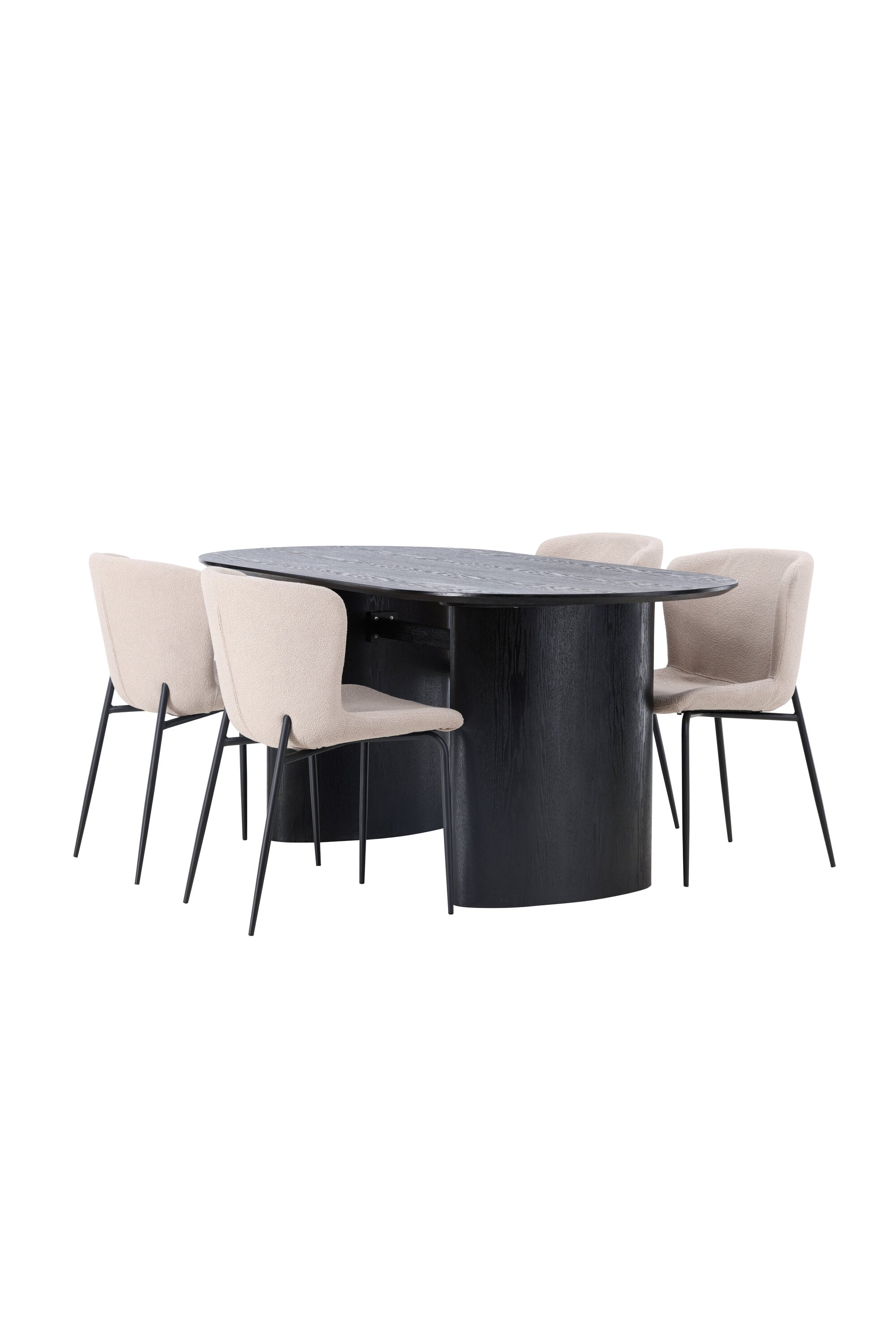 Isolde Esszimmerset + Modesto 180cm/4St. in Beige, Schwarz präsentiert im Onlineshop von KAQTU Design AG. Esszimmerset ist von Venture Home