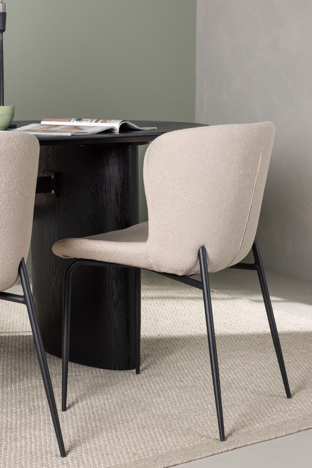 Isolde Esszimmerset + Modesto 180cm/4St. in Beige, Schwarz präsentiert im Onlineshop von KAQTU Design AG. Esszimmerset ist von Venture Home