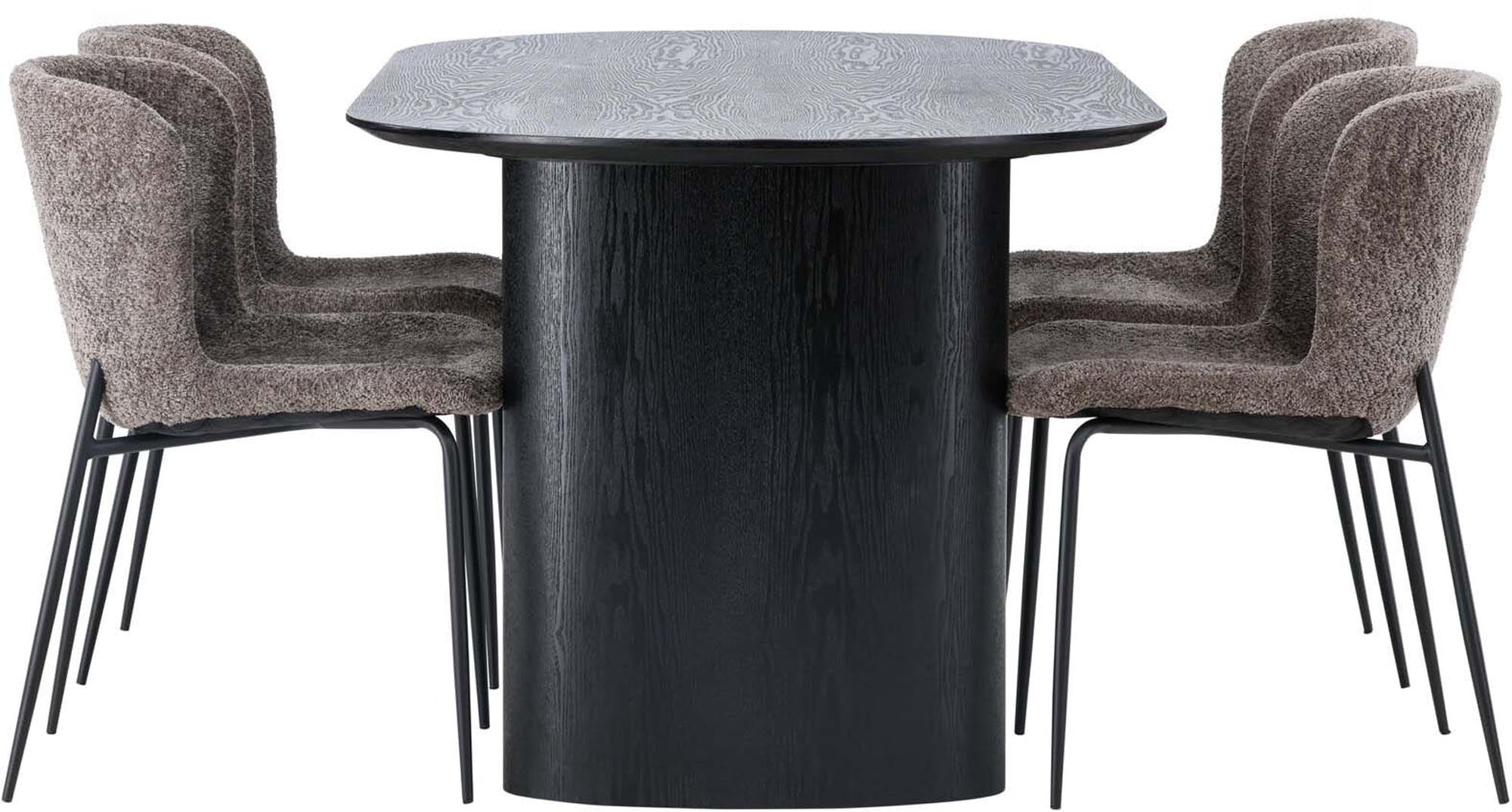 Entdecken Sie das Isolde Esszimmerset von Venture Home: 180 cm Tisch und 4 stilvolle Stühle für gesellige Abende und rustikalen Charme.