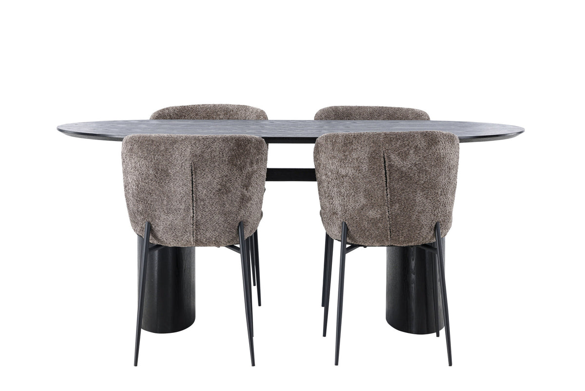 Isolde Esszimmerset + Modesto 180cm/4St. in Schwarz, Dunkelgrau präsentiert im Onlineshop von KAQTU Design AG. Esszimmerset ist von Venture Home