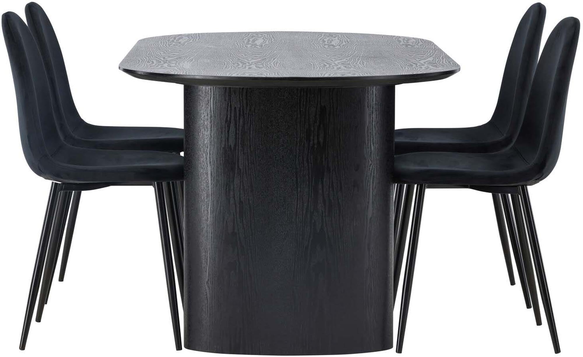 Isolde Esszimmerset + Polar: Elegantes 180 cm Set mit luxuriösen Samt-Stühlen, perfekt für gemütliche Dinner und stilvolle Einrichtung.