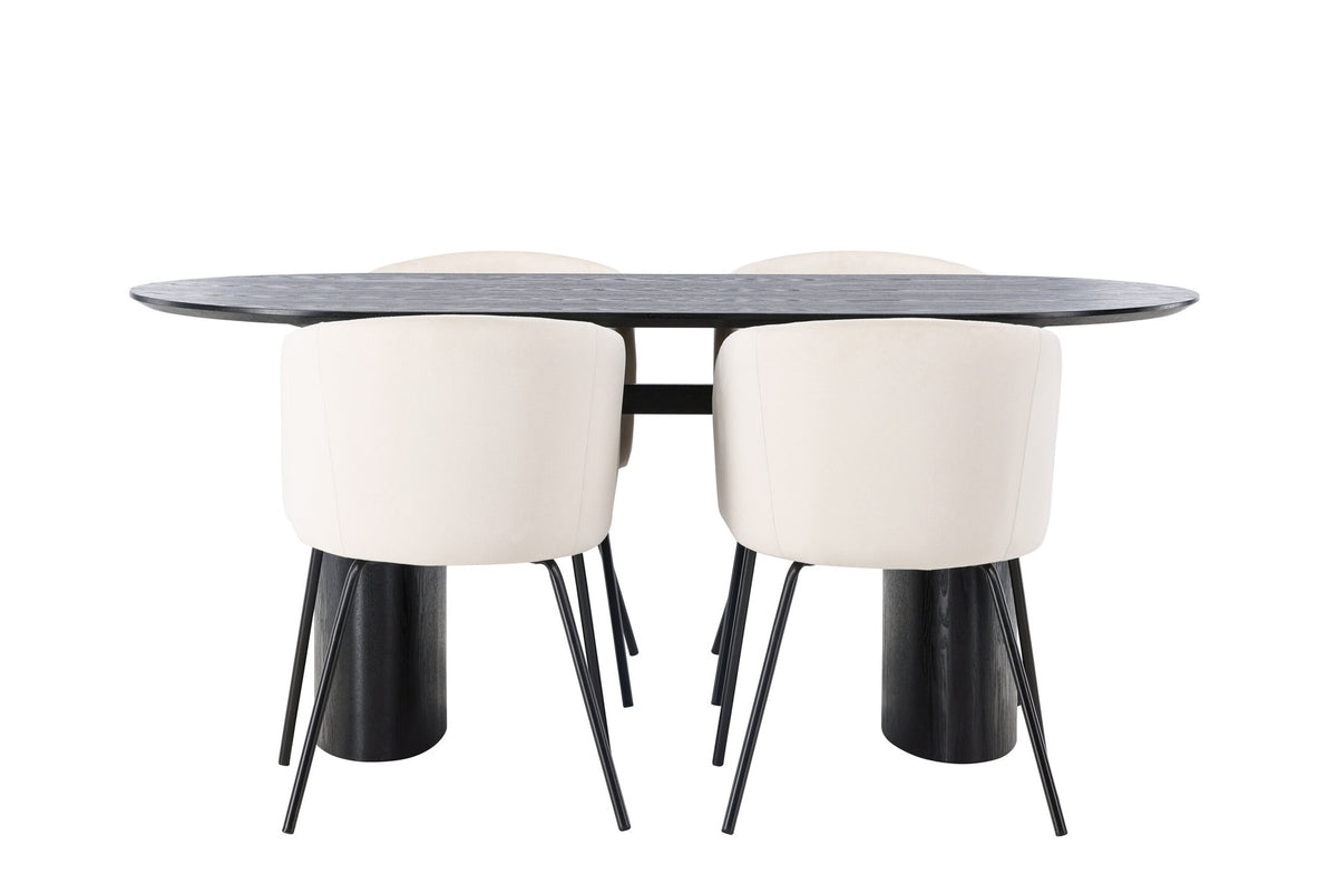 Isolde Esszimmerset + Berit 180cm/4St. in Beige, Schwarz präsentiert im Onlineshop von KAQTU Design AG. Esszimmerset ist von Venture Home