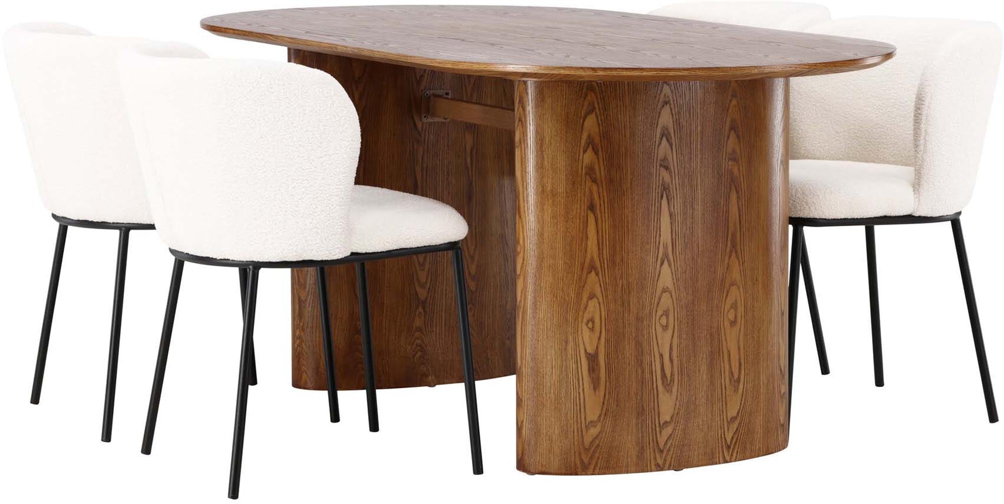 Isolde Esszimmerset + Edina: Stilvolles 180 cm Set mit 4 komfortablen Stühlen. Perfekt für gesellige Momente und zeitlose Eleganz in Ihrem Zuhause.