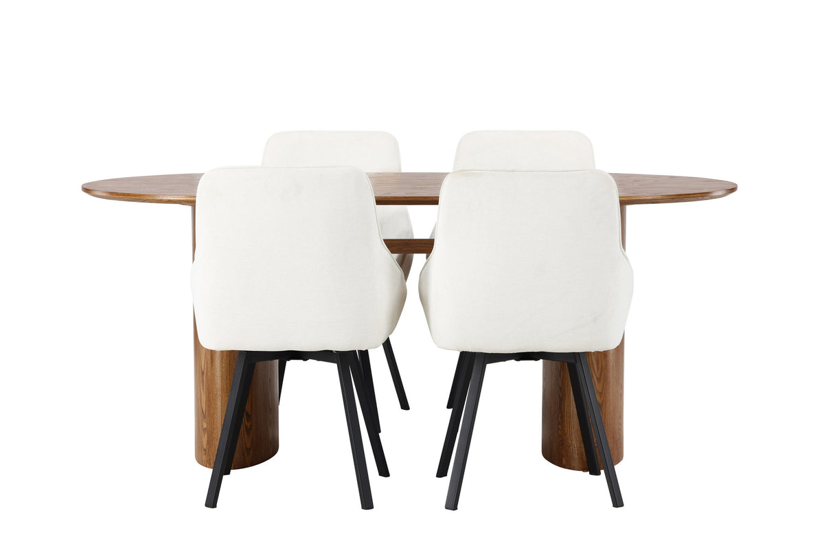 Isolde Esszimmerset + Rosie 180cm/4St. in Natur / Beige / Schwarz präsentiert im Onlineshop von KAQTU Design AG. Esszimmerset ist von Venture Home