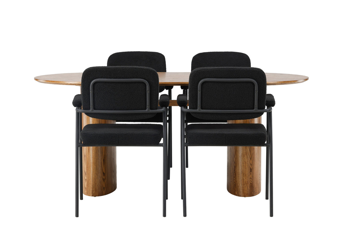 Isolde Esszimmerset + Yesterday 180cm/4St. in Natur / Schwarz präsentiert im Onlineshop von KAQTU Design AG. Esszimmerset ist von Venture Home
