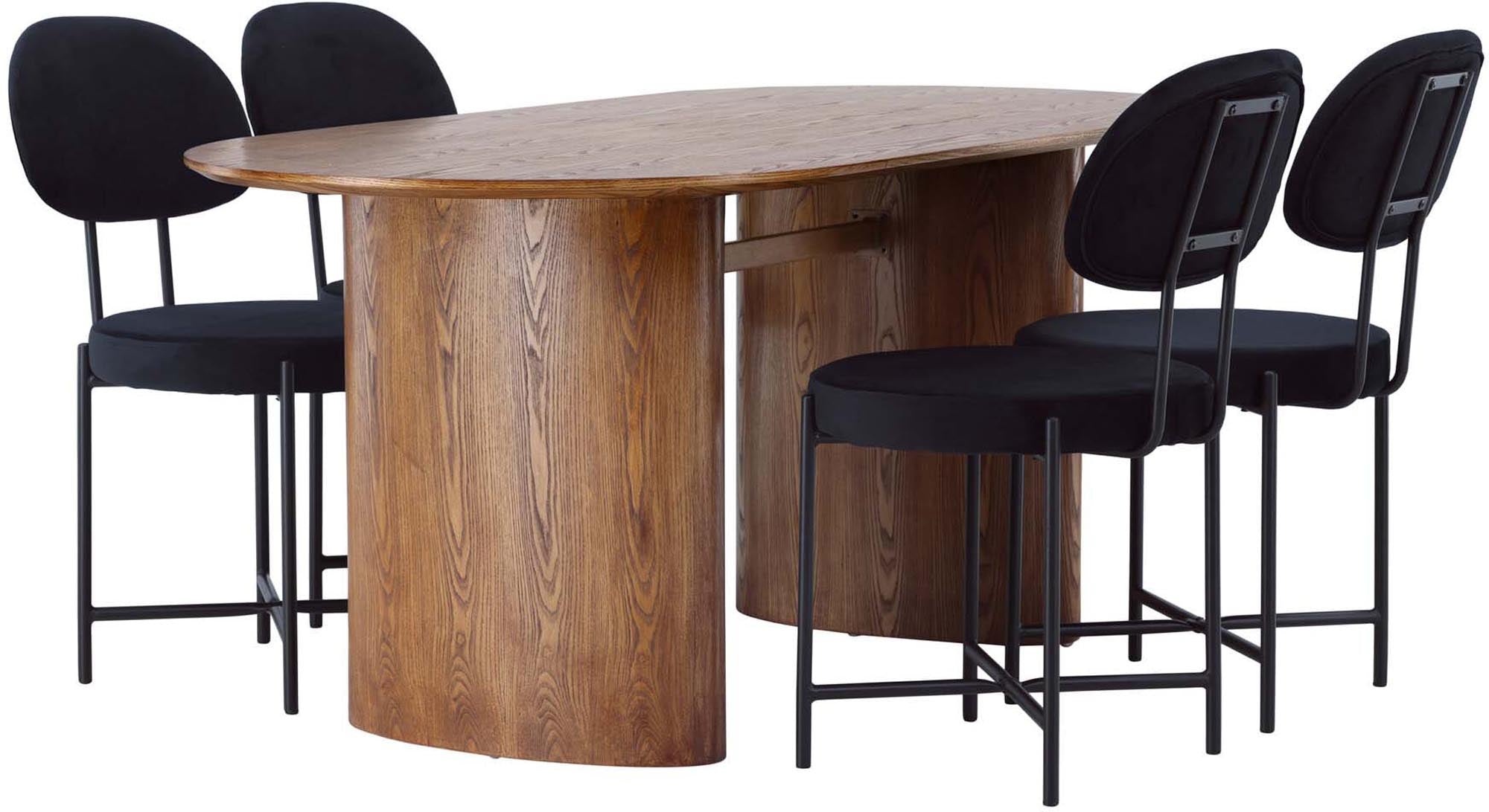 Modernes Isolde Esszimmerset mit 180 cm Tisch und 4 Stühlen. Ideal für gesellige Abende und stilvolle Einrichtung. Hochwertige Materialien für Langlebigkeit.