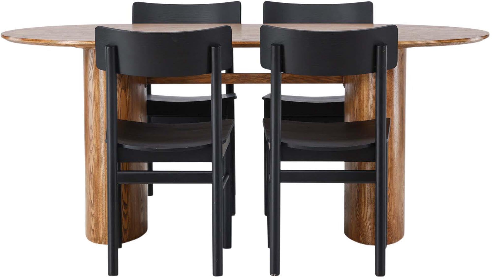 Entdecken Sie das Isolde Esszimmerset + Montros 180cm/4St. von Venture Home – rustikales Design, langlebiges Birkenholz und hohen Sitzkomfort für unvergessliche Momente.