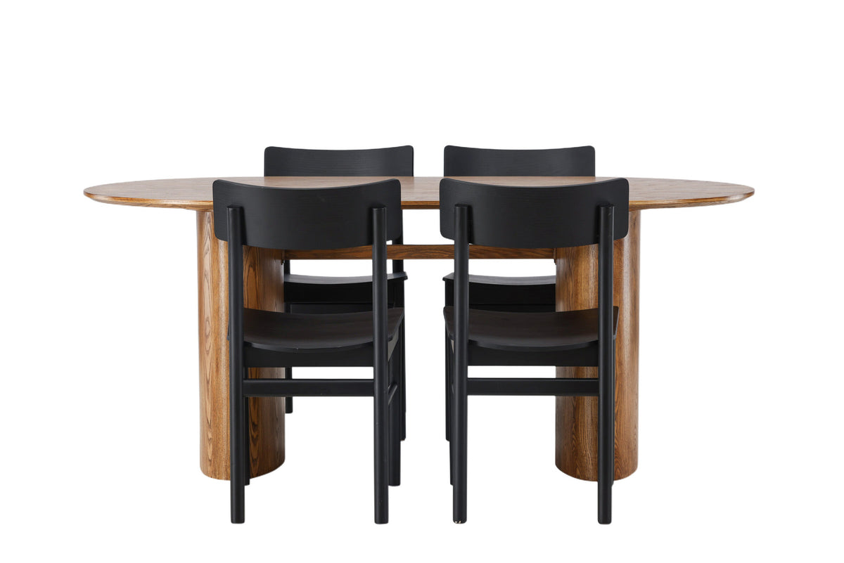 Isolde Esszimmerset + Montros 180cm/4St. in Natur / Schwarz präsentiert im Onlineshop von KAQTU Design AG. Esszimmerset ist von Venture Home