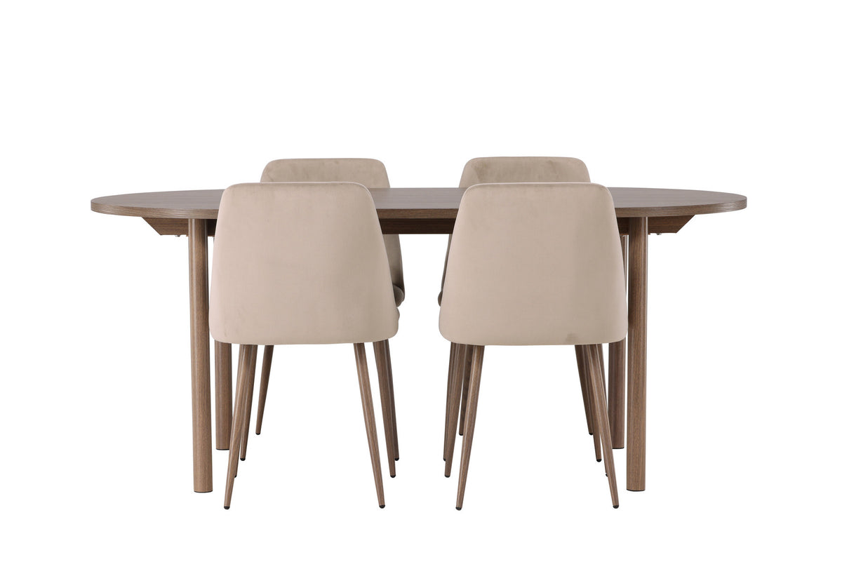 Andy Esszimmerset + Night 180cm/4St. in Braun, Walnuss präsentiert im Onlineshop von KAQTU Design AG. Esszimmerset ist von Venture Home