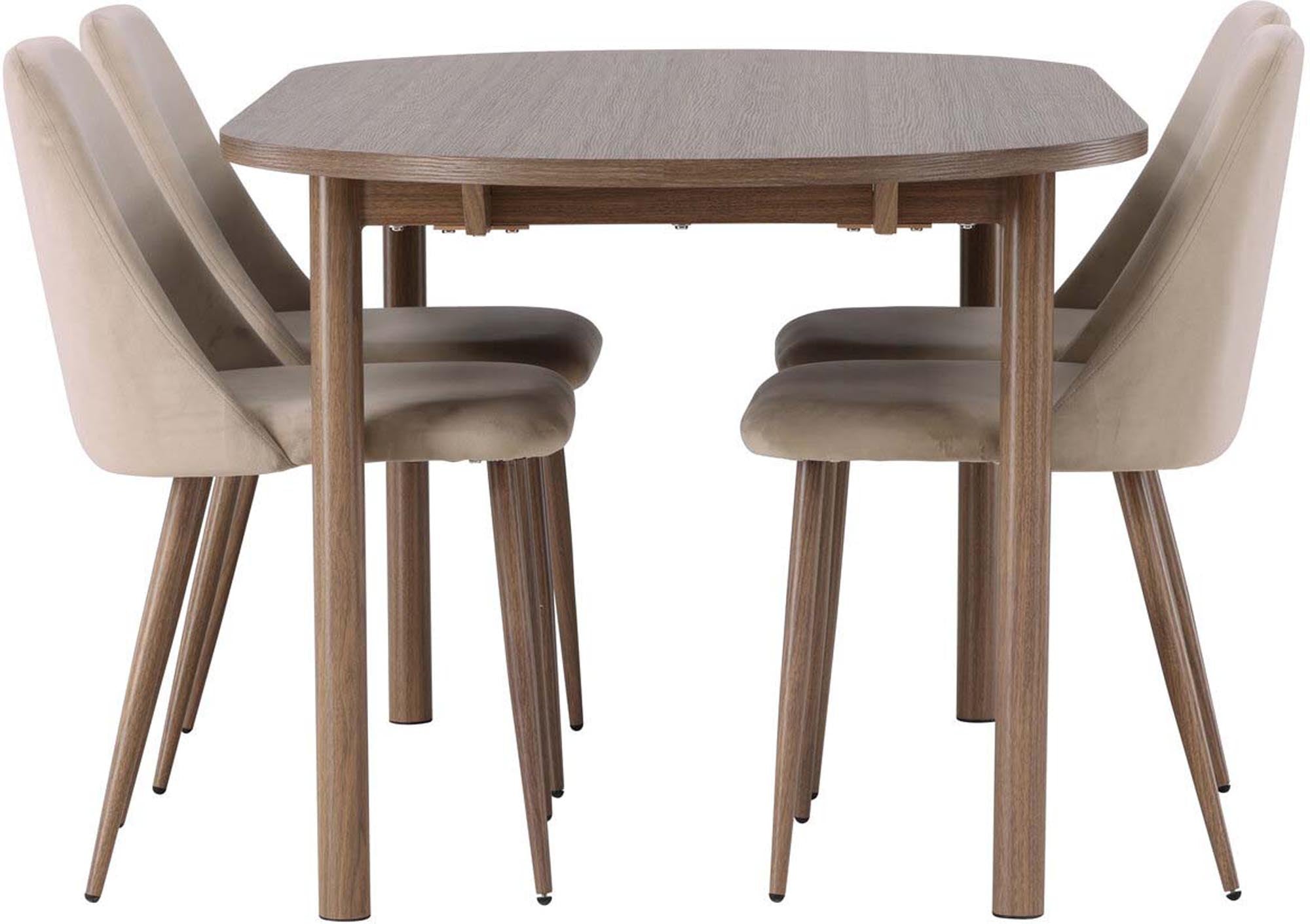 Elegantes Andy Esszimmerset 180 cm mit 4 luxuriösen Stühlen aus der Night-Serie von Venture Home. Ideal für skandinavisches Design und Komfort.