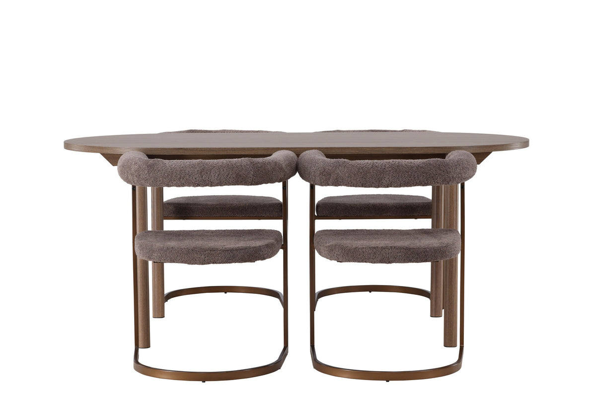 Esszimmer Set Andy mit Stühlen Morning in Natur/Braun/Grau präsentiert im Onlineshop von KAQTU Design AG. Esszimmerset ist von Venture Home