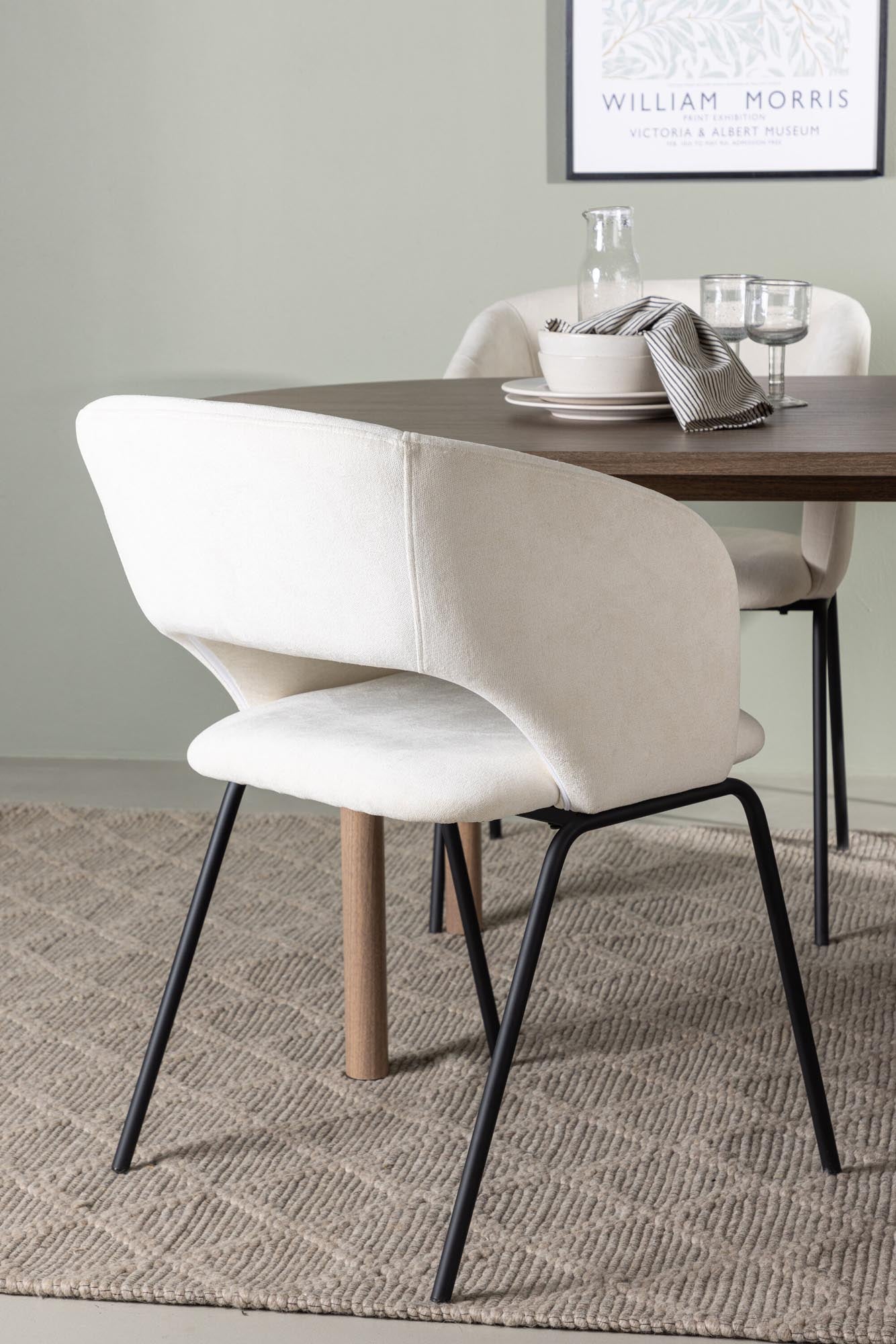 Elegantes Andy Esszimmerset: Ovaler Tisch 180x75 cm, MDF & Stahl, 4 gepolsterte Stühle, modernes Design, zeitlose Eleganz.